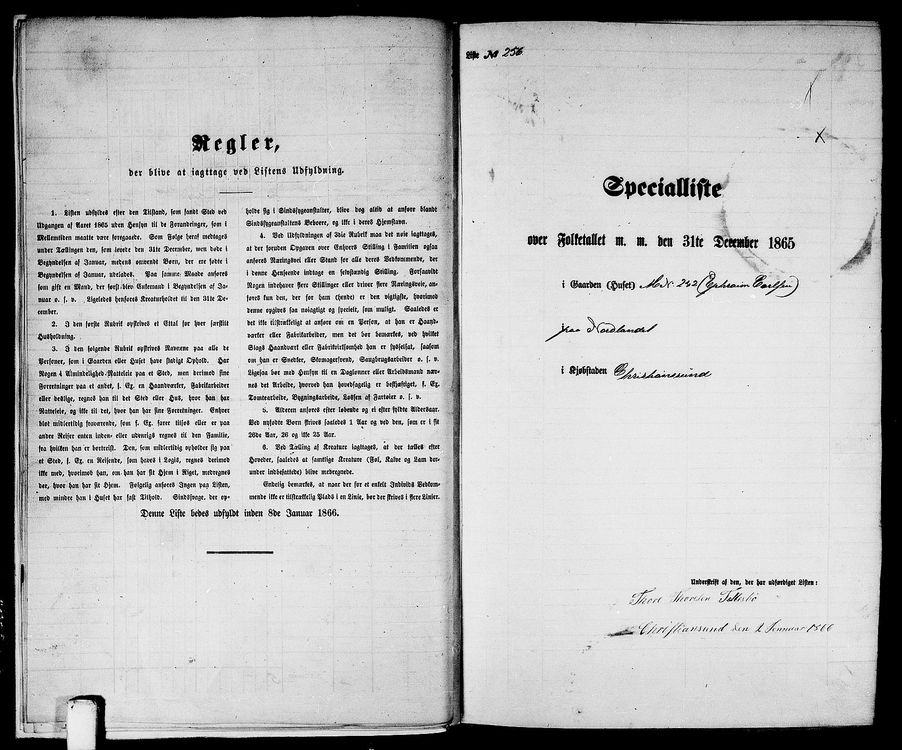 RA, Folketelling 1865 for 1503B Kristiansund prestegjeld, Kristiansund kjøpstad, 1865, s. 525