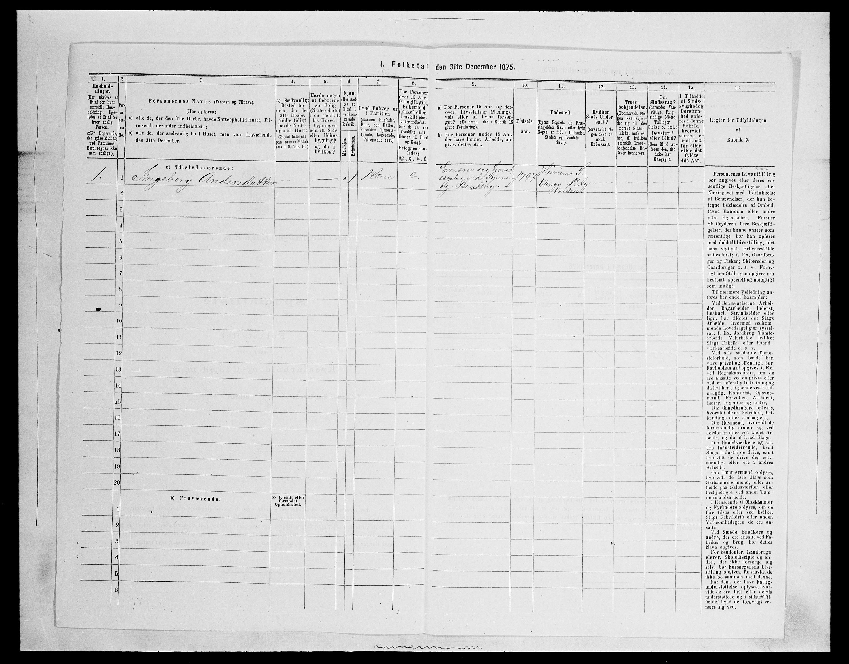 SAH, Folketelling 1875 for 0538P Nordre Land prestegjeld, 1875, s. 1074