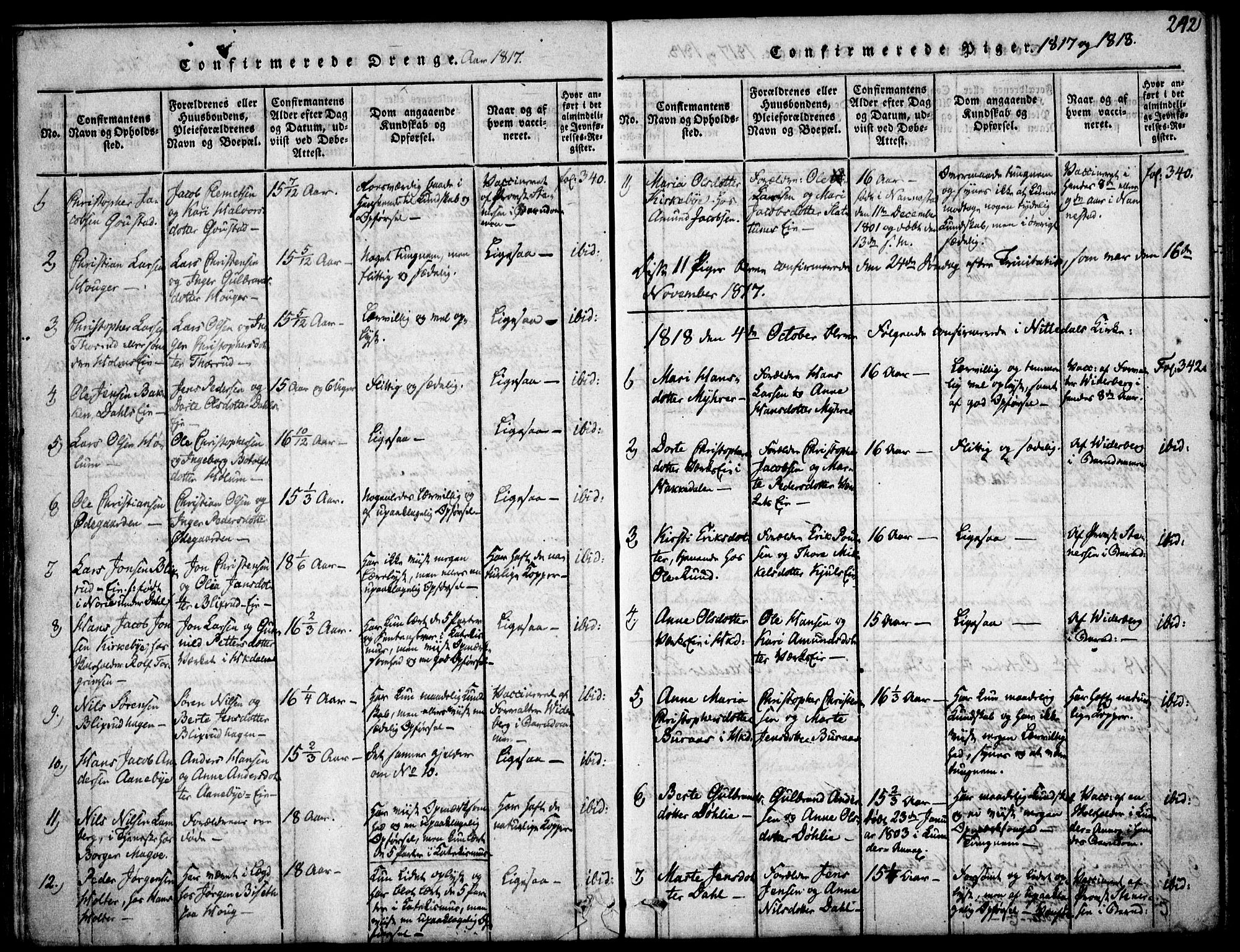 Nittedal prestekontor Kirkebøker, SAO/A-10365a/F/Fa/L0003: Ministerialbok nr. I 3, 1814-1836, s. 242