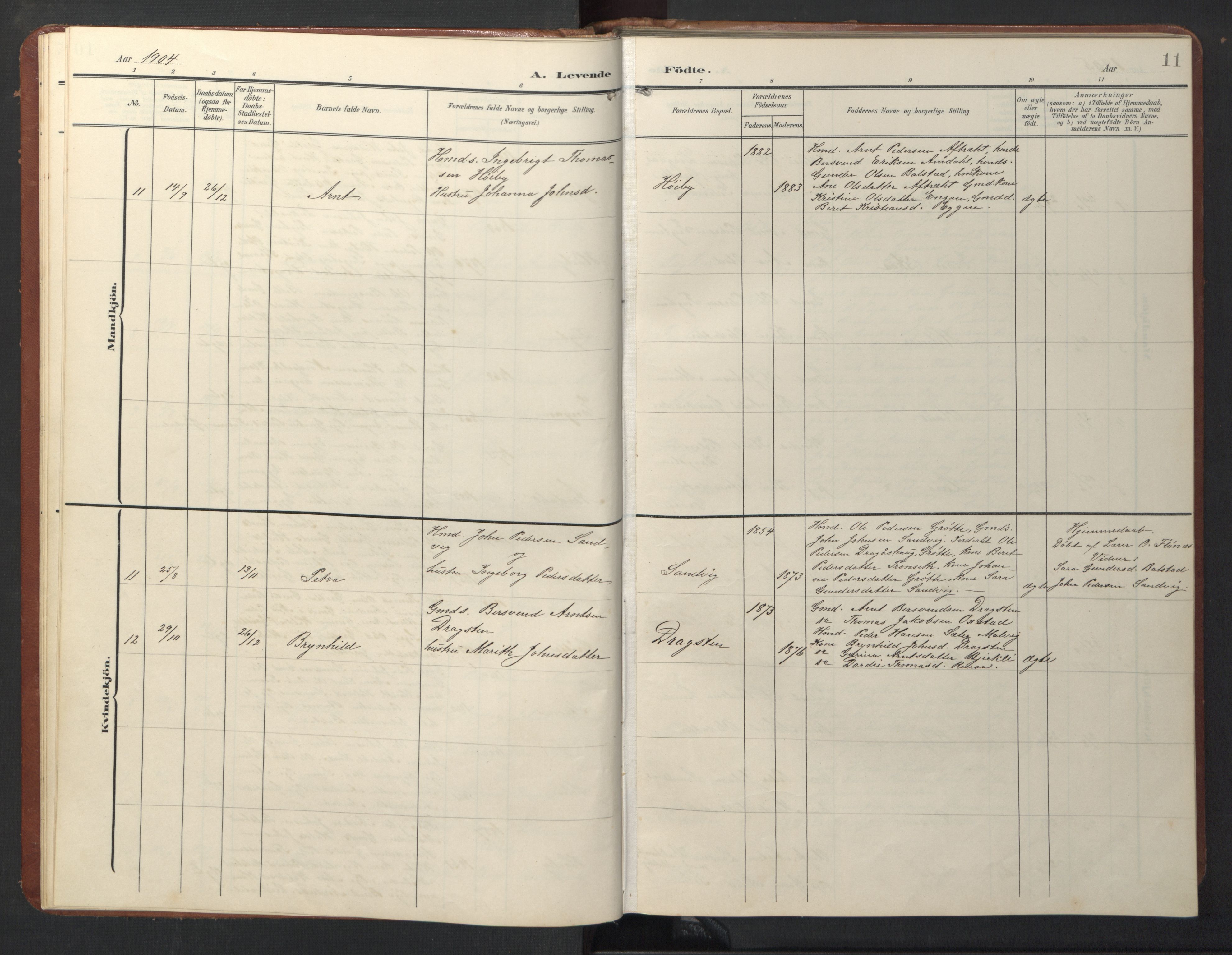 Ministerialprotokoller, klokkerbøker og fødselsregistre - Sør-Trøndelag, SAT/A-1456/696/L1161: Klokkerbok nr. 696C01, 1902-1950, s. 11