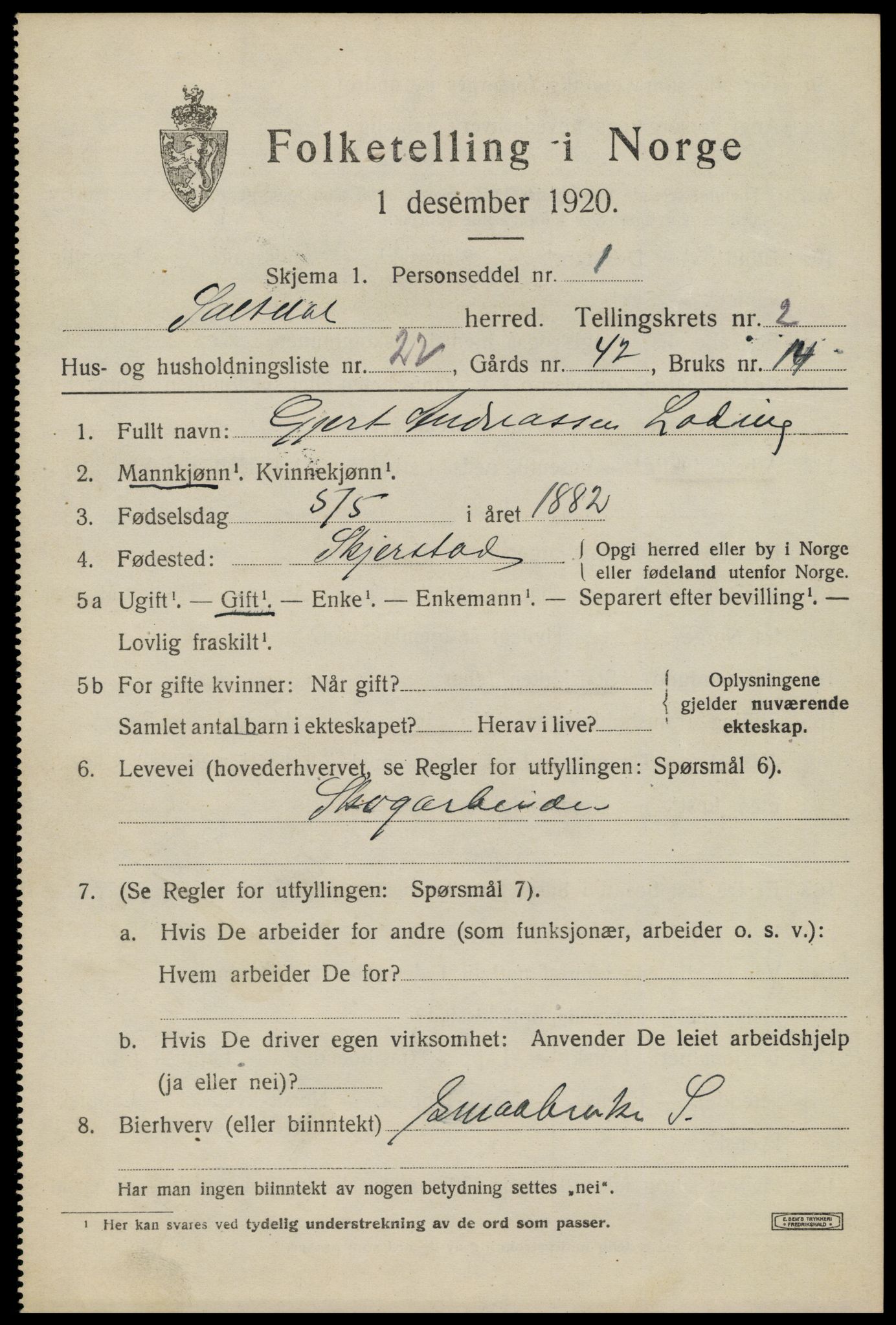 SAT, Folketelling 1920 for 1840 Saltdal herred, 1920, s. 3151