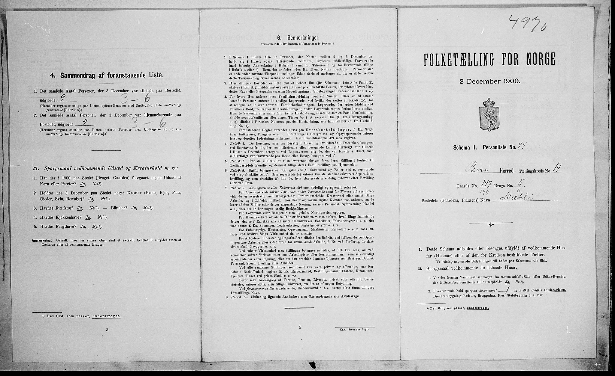 SAH, Folketelling 1900 for 0525 Biri herred, 1900, s. 1649