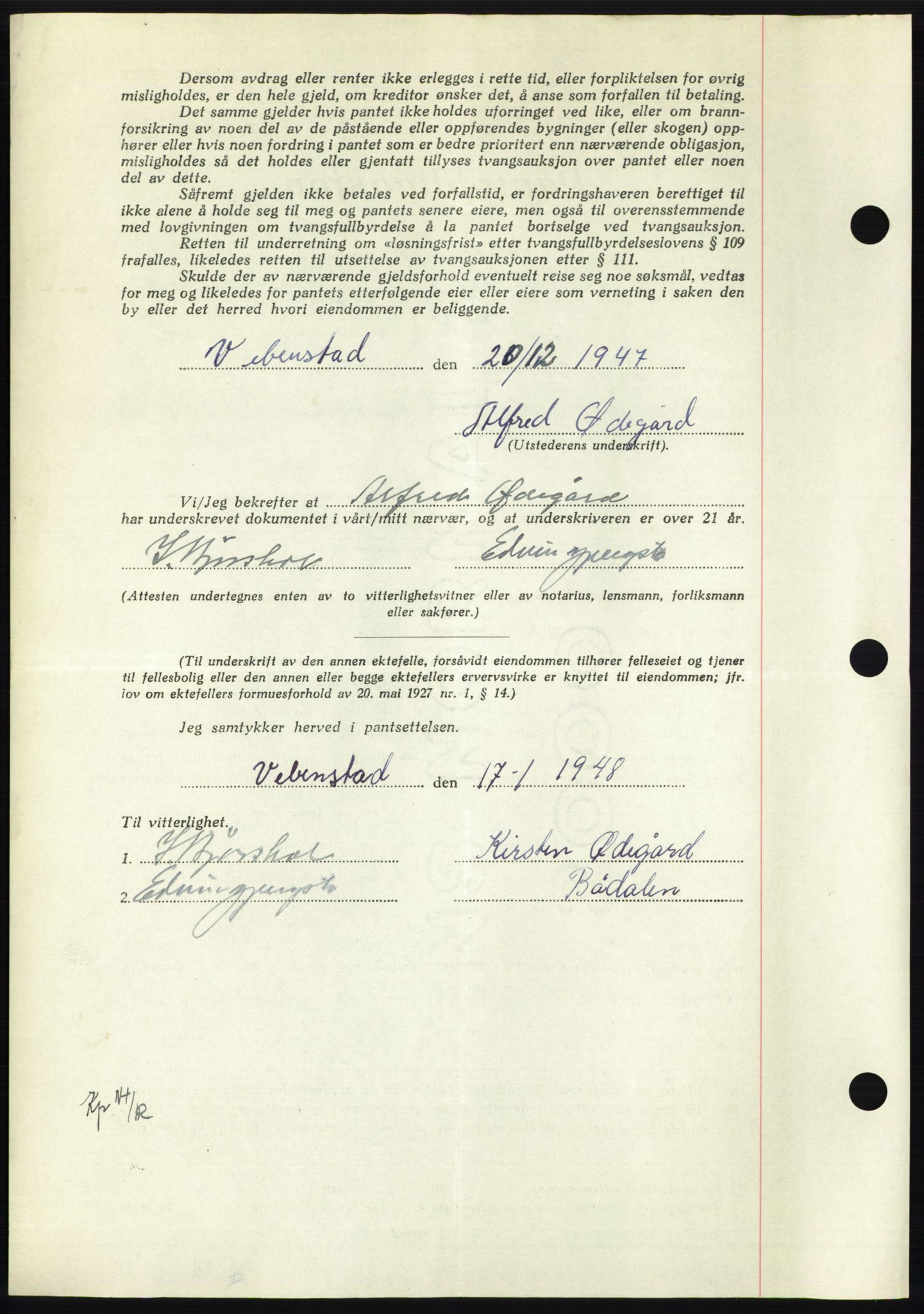 Nordmøre sorenskriveri, AV/SAT-A-4132/1/2/2Ca: Pantebok nr. B97, 1947-1948, Dagboknr: 246/1948