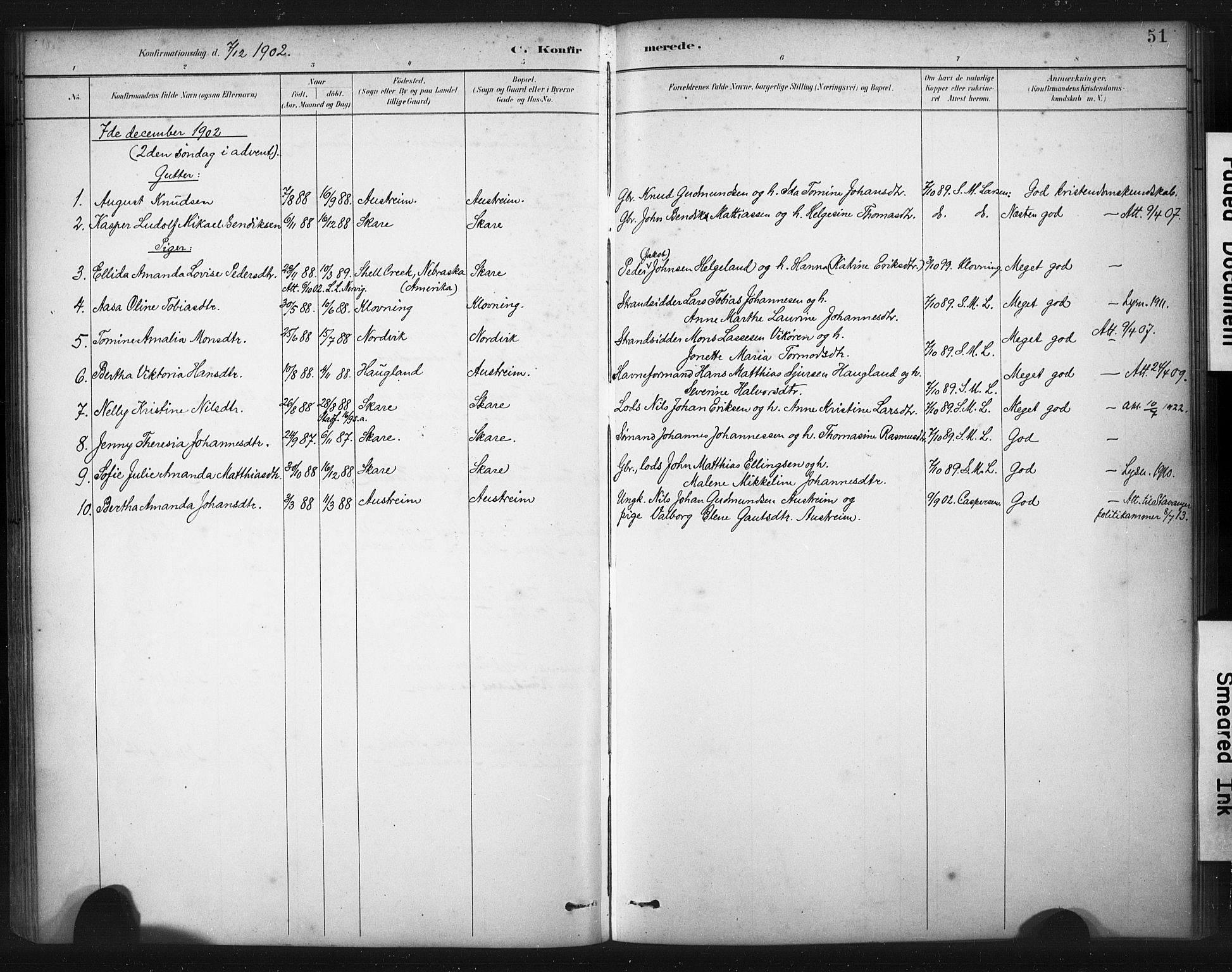 Torvastad sokneprestkontor, SAST/A -101857/H/Ha/Haa/L0016: Ministerialbok nr. A 15, 1883-1903, s. 51