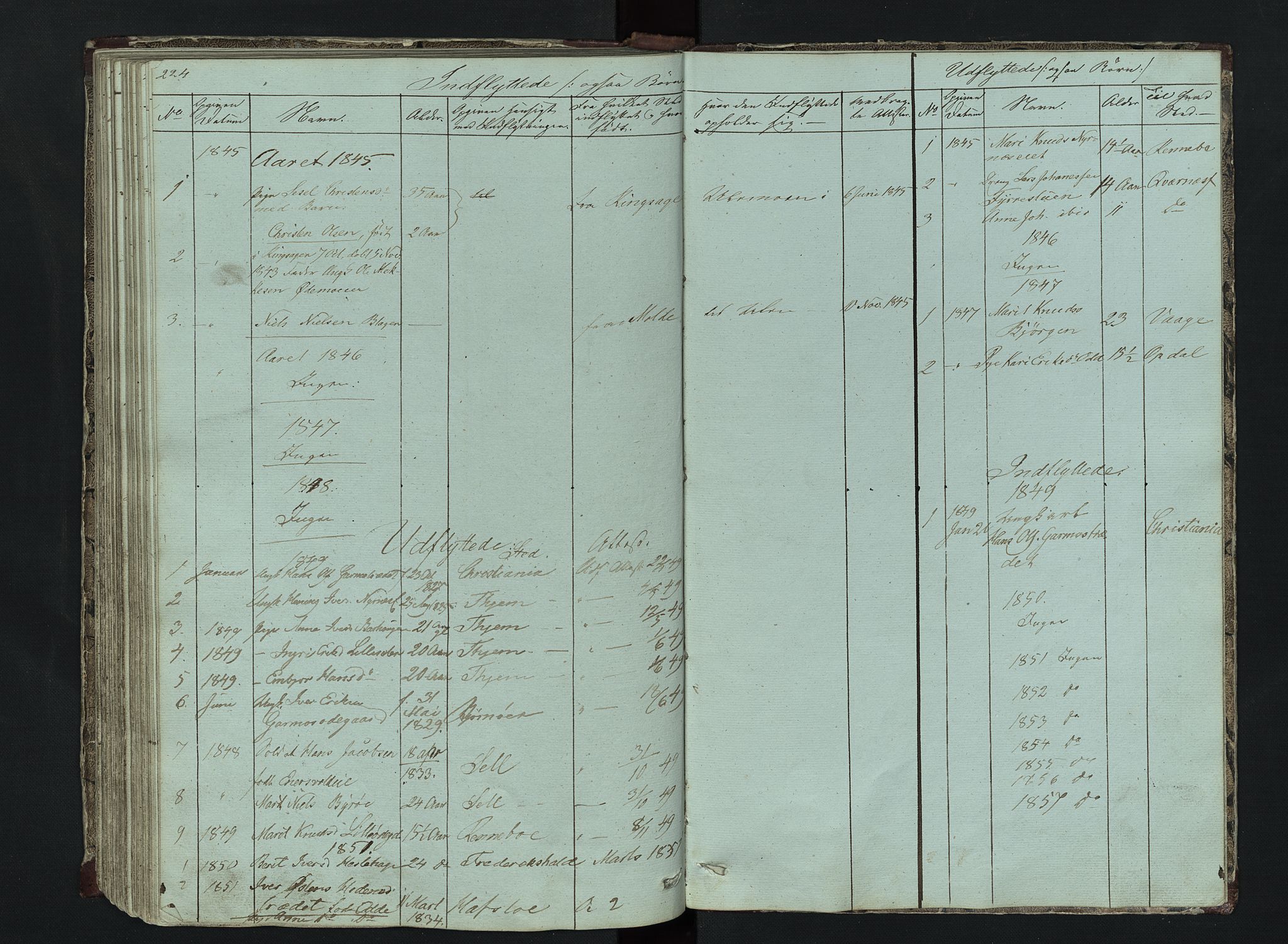 Lom prestekontor, AV/SAH-PREST-070/L/L0014: Klokkerbok nr. 14, 1845-1876, s. 224-225