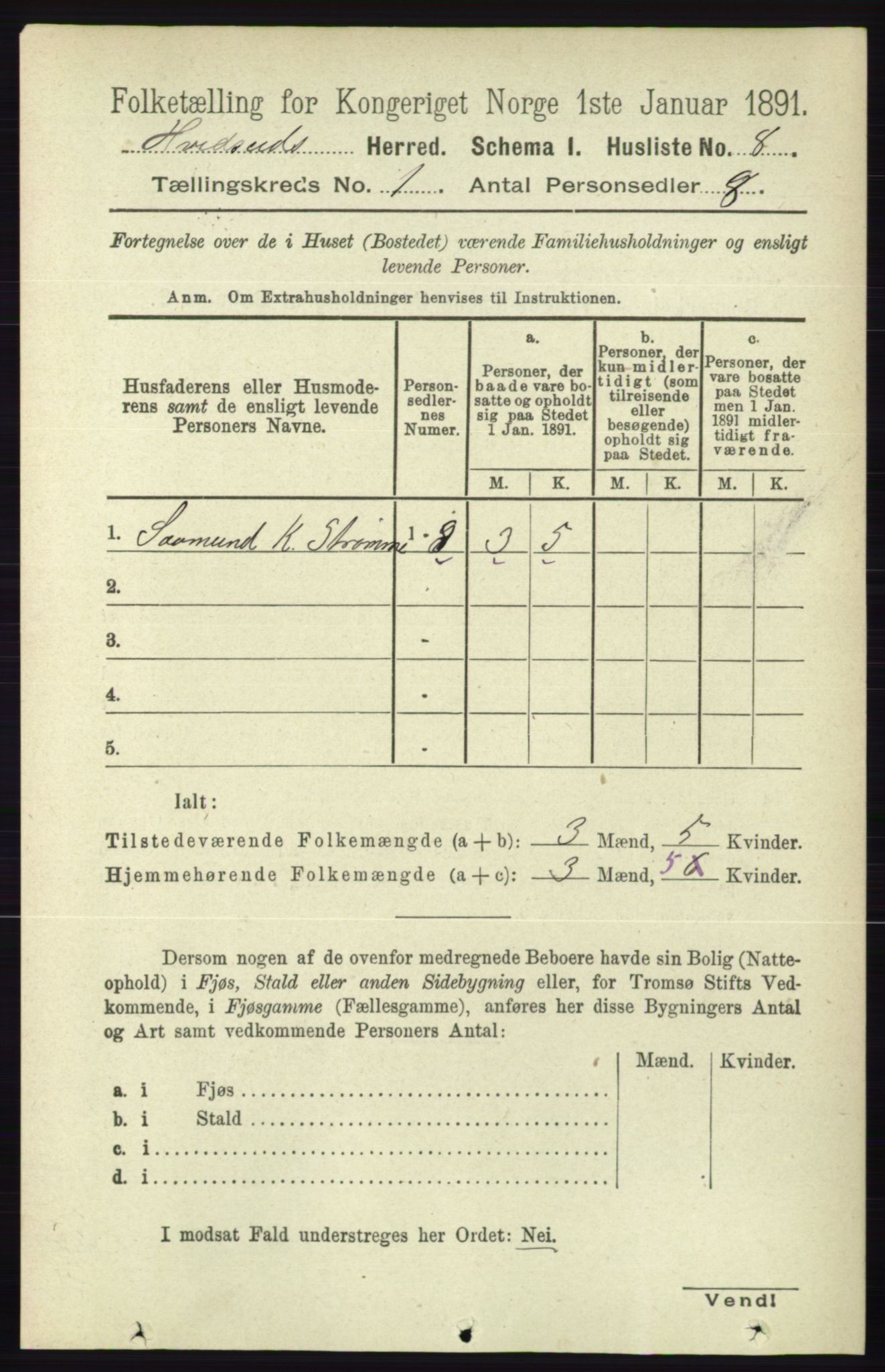 RA, Folketelling 1891 for 0829 Kviteseid herred, 1891, s. 48