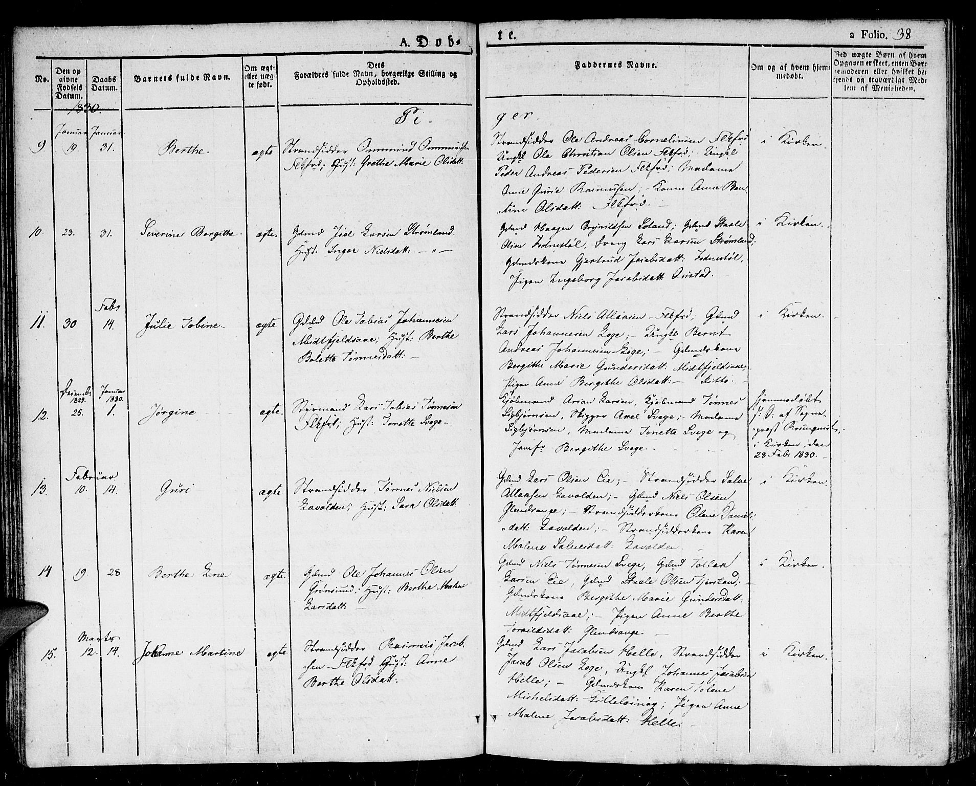 Flekkefjord sokneprestkontor, AV/SAK-1111-0012/F/Fb/Fbc/L0004: Klokkerbok nr. B 4, 1827-1846, s. 38