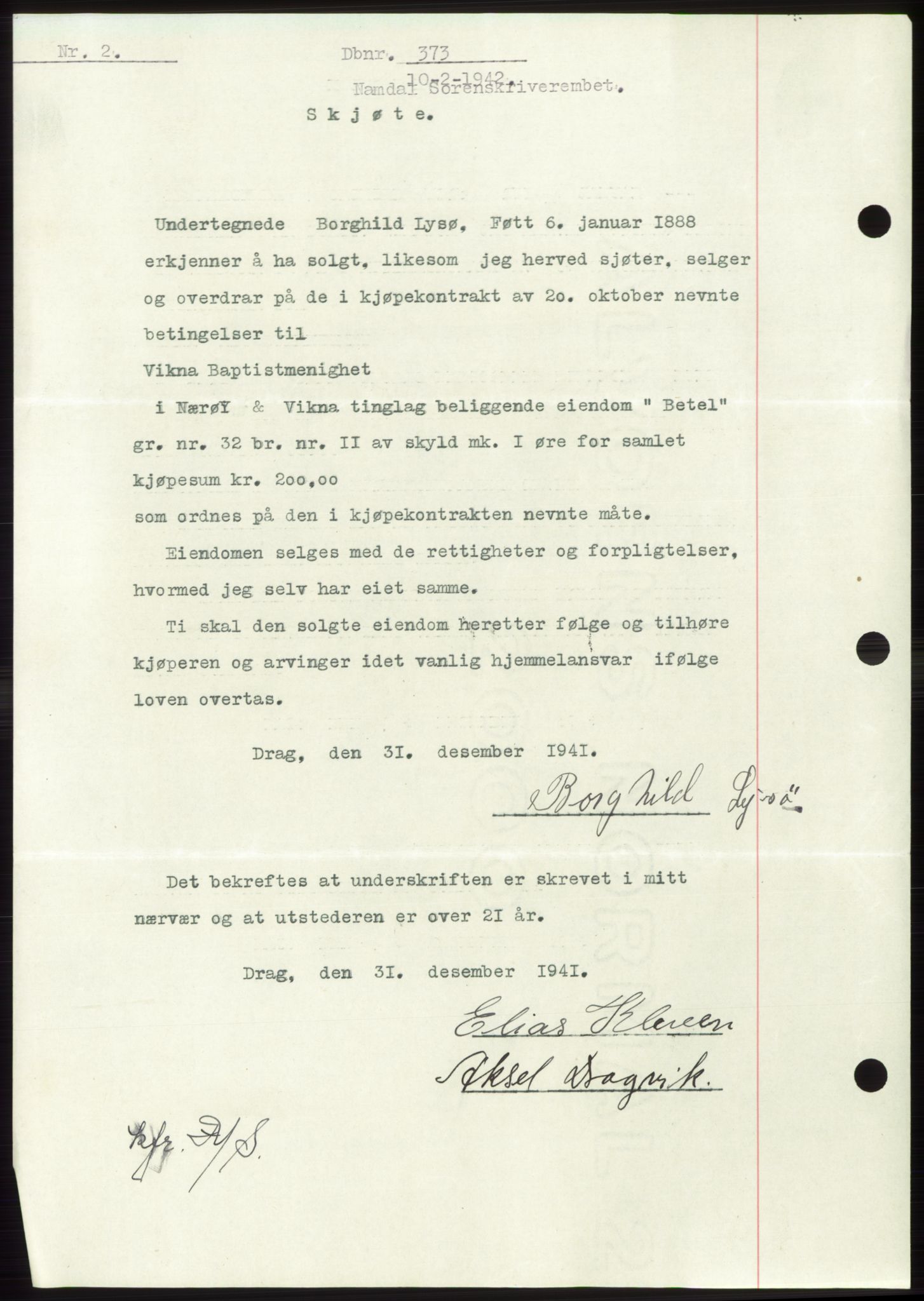 Namdal sorenskriveri, SAT/A-4133/1/2/2C: Pantebok nr. -, 1941-1942, Dagboknr: 373/1942
