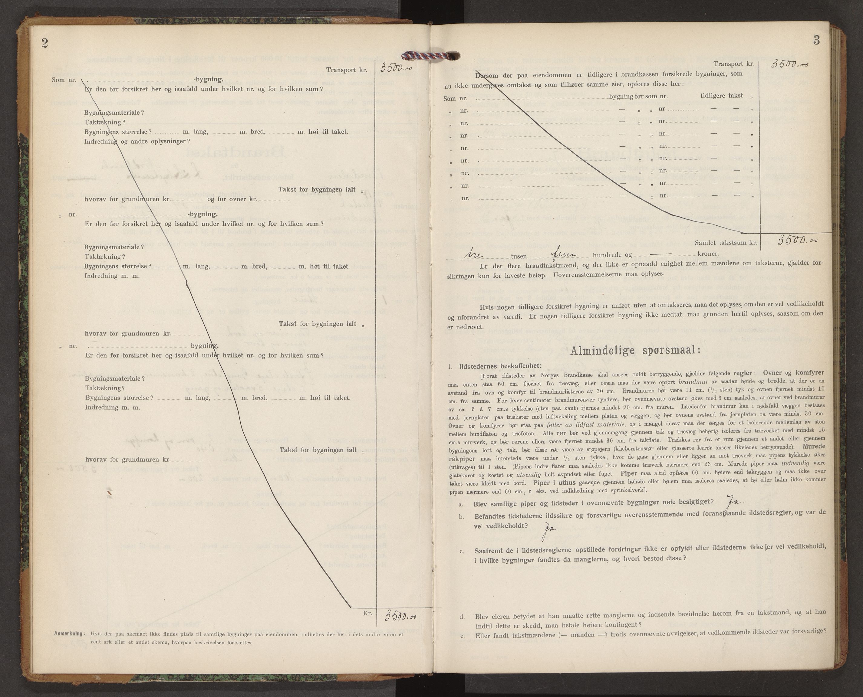 Norges Brannkasse Bindal, SAT/A-5559/Fb/L0003: Branntakstprotokoll, 1917-1922