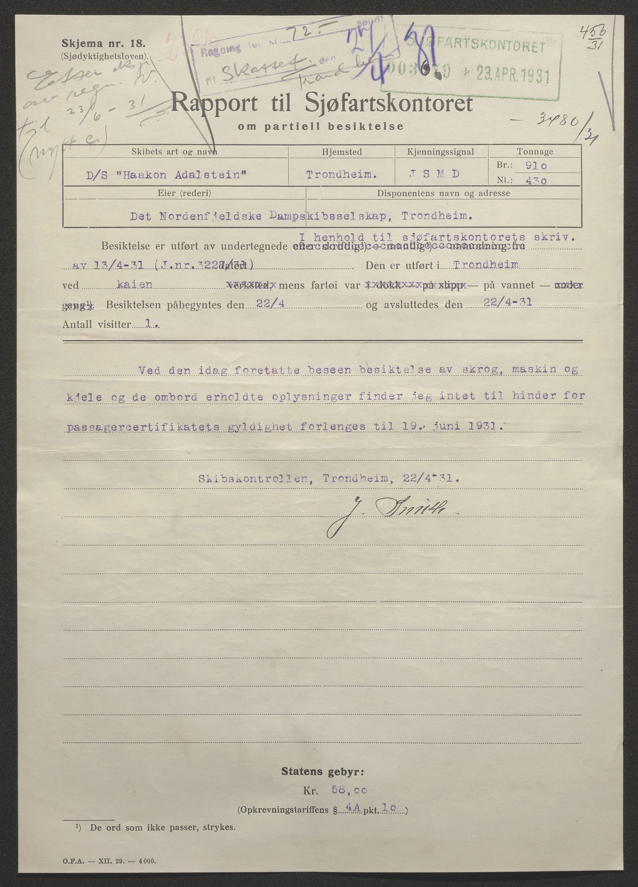 Sjøfartsdirektoratet med forløpere, skipsmapper slettede skip, AV/RA-S-4998/F/Fa/L0534: --, 1873-1931, s. 7