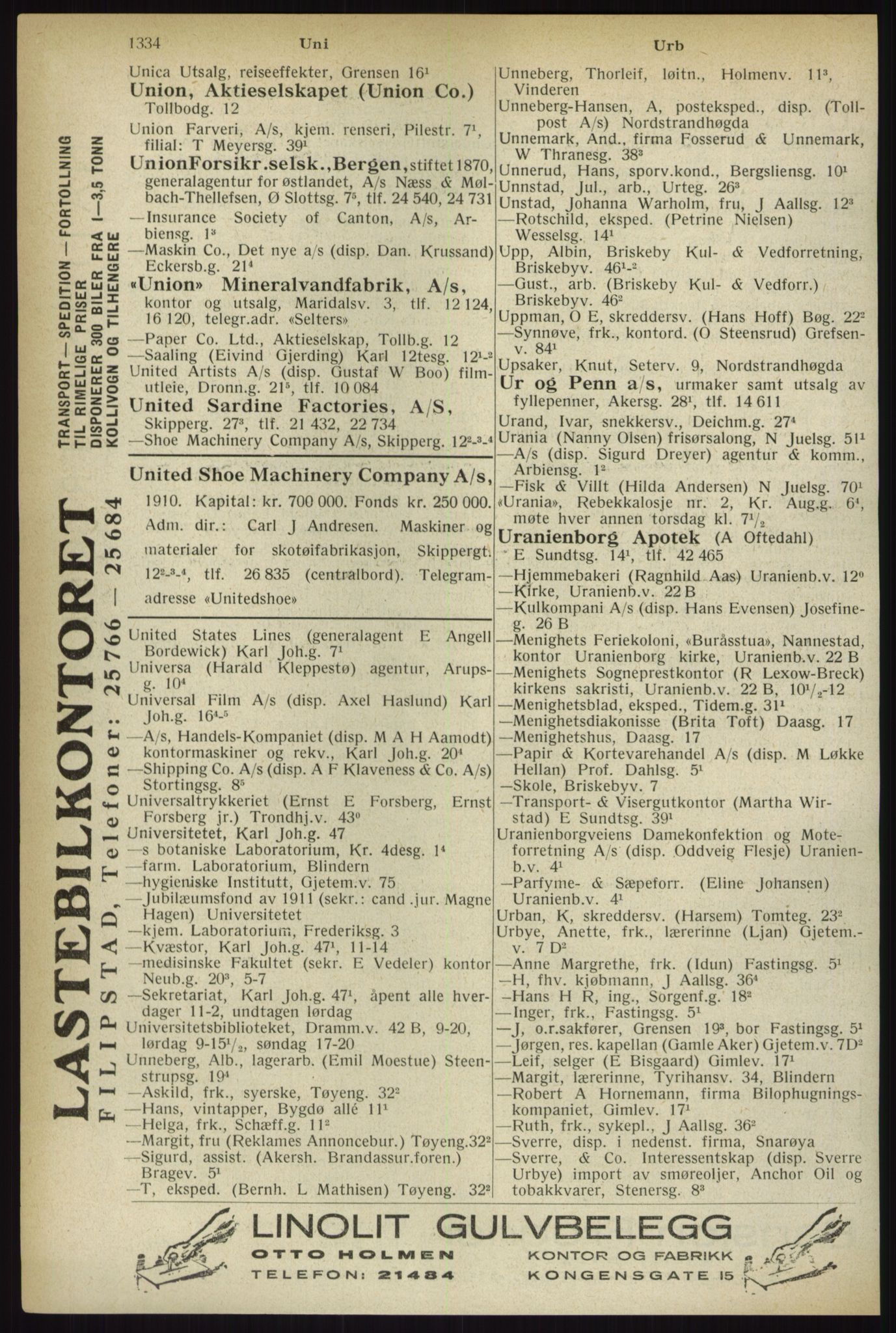 Kristiania/Oslo adressebok, PUBL/-, 1933, s. 1334