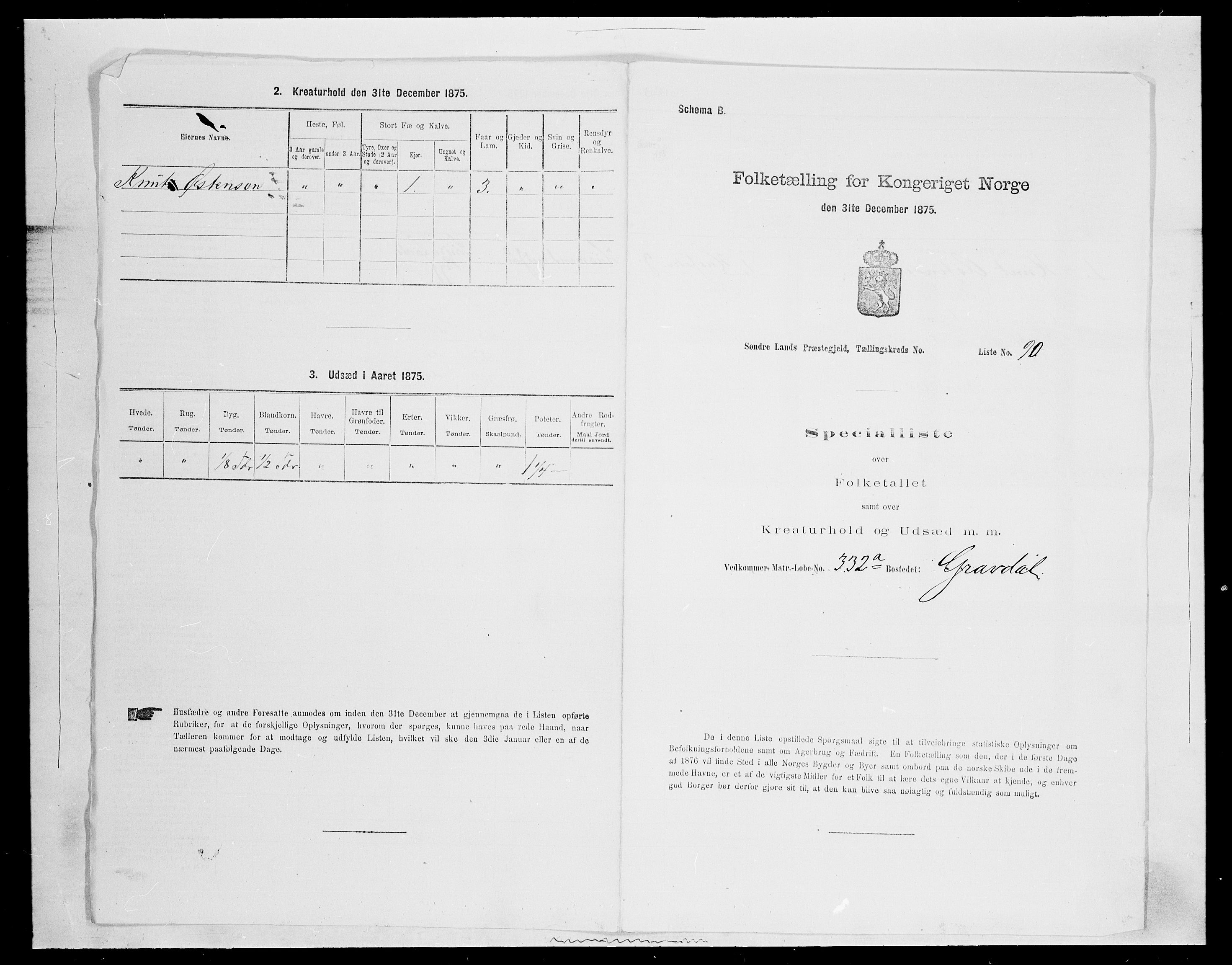 SAH, Folketelling 1875 for 0536P Søndre Land prestegjeld, 1875, s. 1194