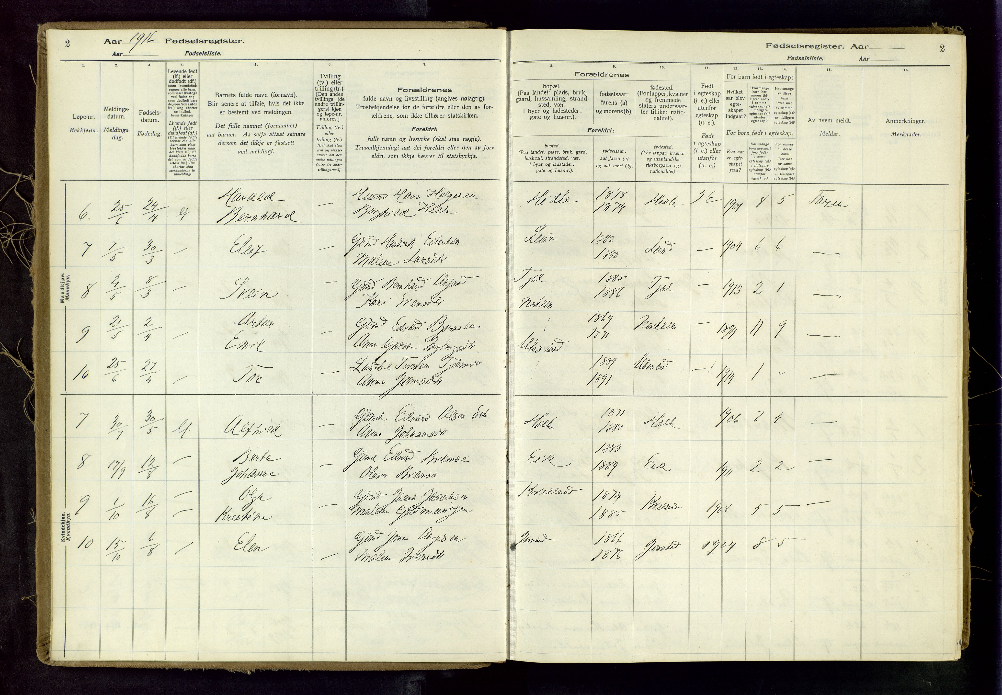 Nedstrand sokneprestkontor, AV/SAST-A-101841/03/A/L0001: Fødselsregister nr. 1, 1916-1982, s. 2