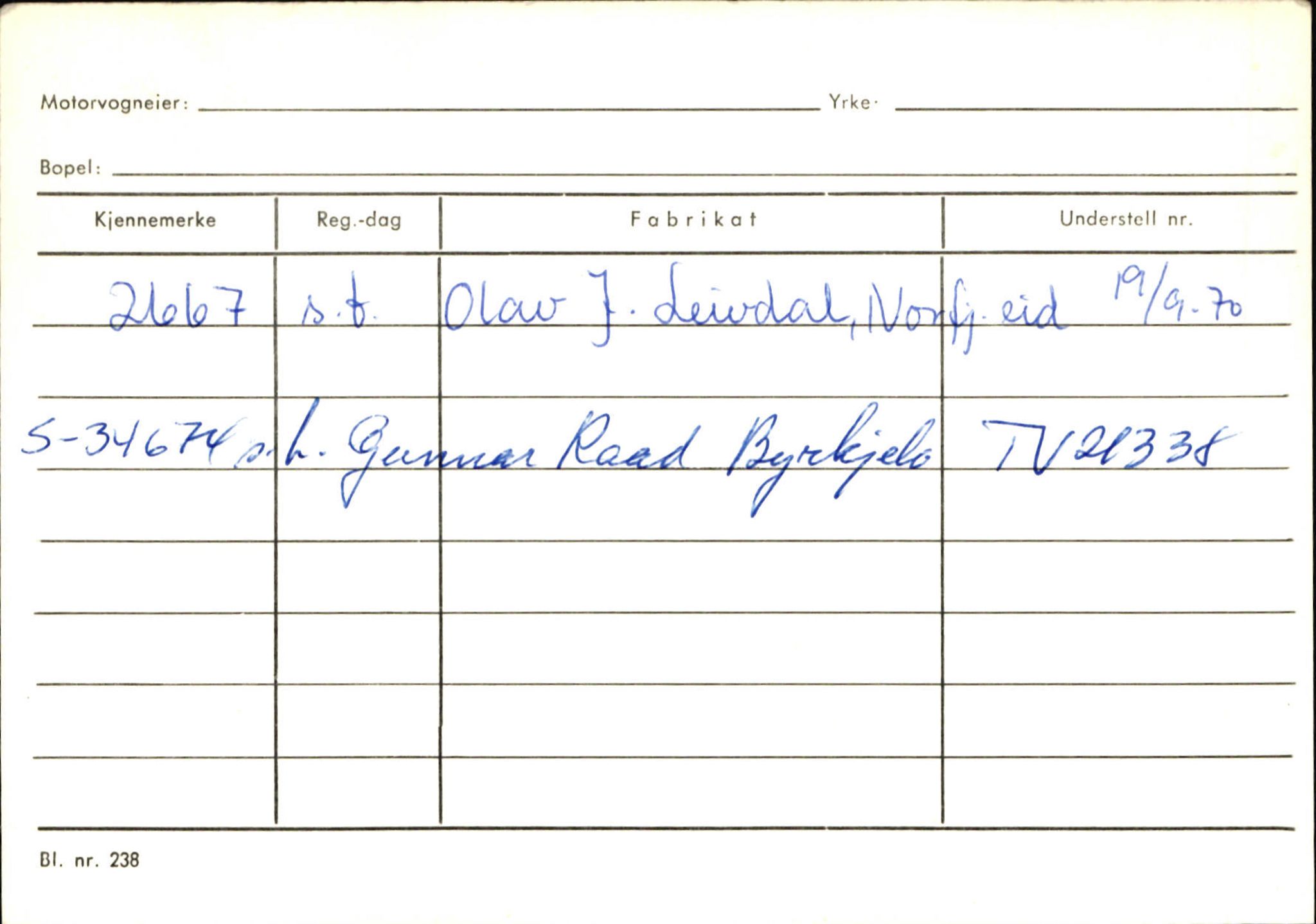 Statens vegvesen, Sogn og Fjordane vegkontor, SAB/A-5301/4/F/L0125: Eigarregister Sogndal V-Å. Aurland A-Å. Fjaler A-N, 1945-1975, s. 2698