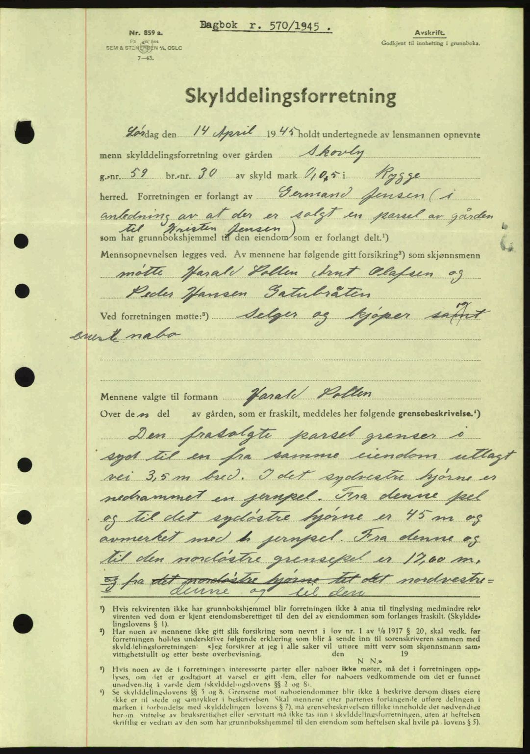 Moss sorenskriveri, SAO/A-10168: Pantebok nr. A13, 1944-1945, Dagboknr: 570/1945
