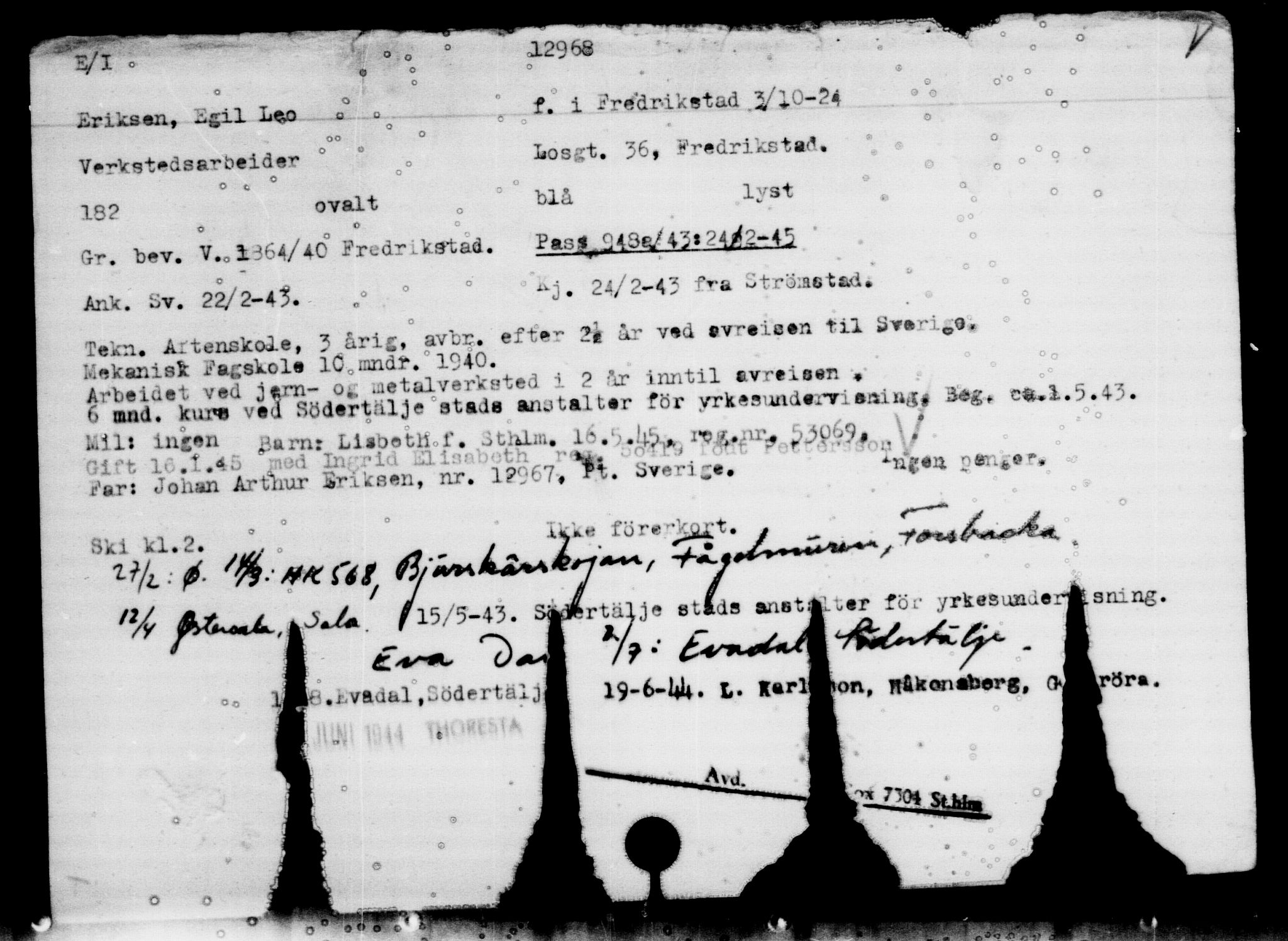 Den Kgl. Norske Legasjons Flyktningskontor, AV/RA-S-6753/V/Va/L0007: Kjesäterkartoteket.  Flyktningenr. 12700-15723, 1940-1945, s. 315