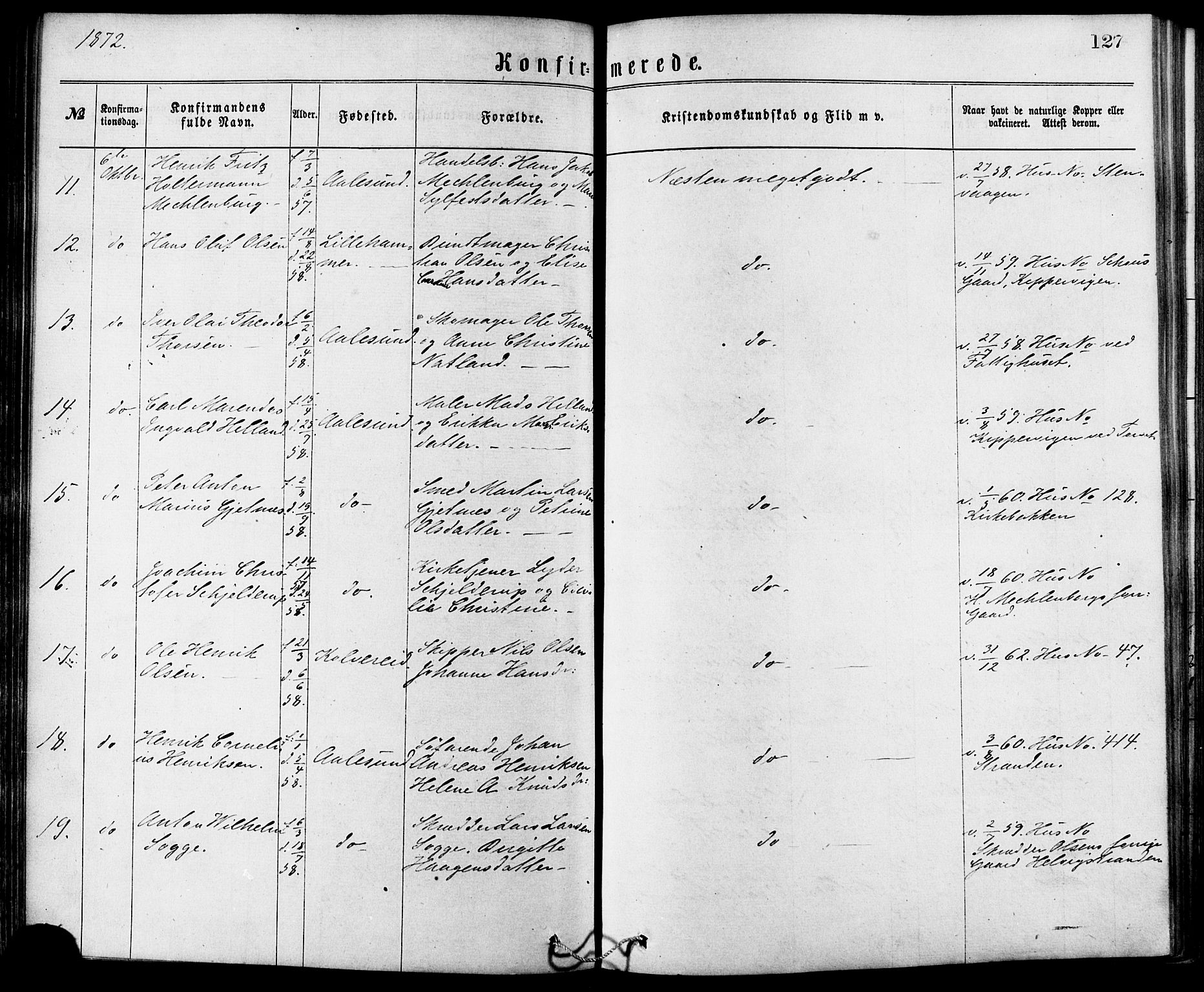 Ministerialprotokoller, klokkerbøker og fødselsregistre - Møre og Romsdal, AV/SAT-A-1454/529/L0453: Ministerialbok nr. 529A03, 1872-1877, s. 127