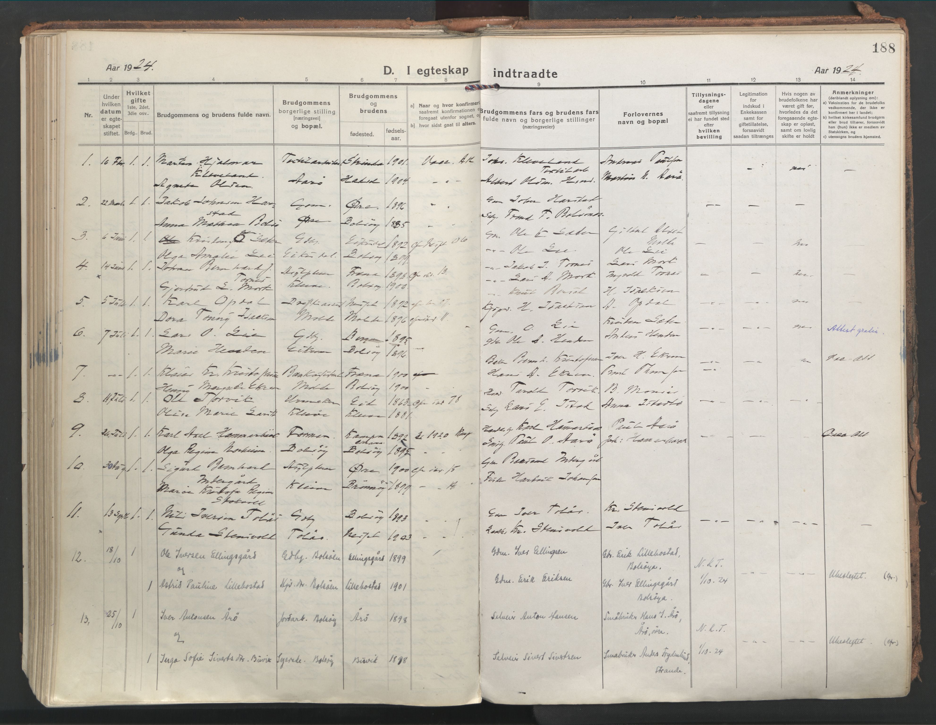 Ministerialprotokoller, klokkerbøker og fødselsregistre - Møre og Romsdal, SAT/A-1454/555/L0659: Ministerialbok nr. 555A10, 1917-1971, s. 188