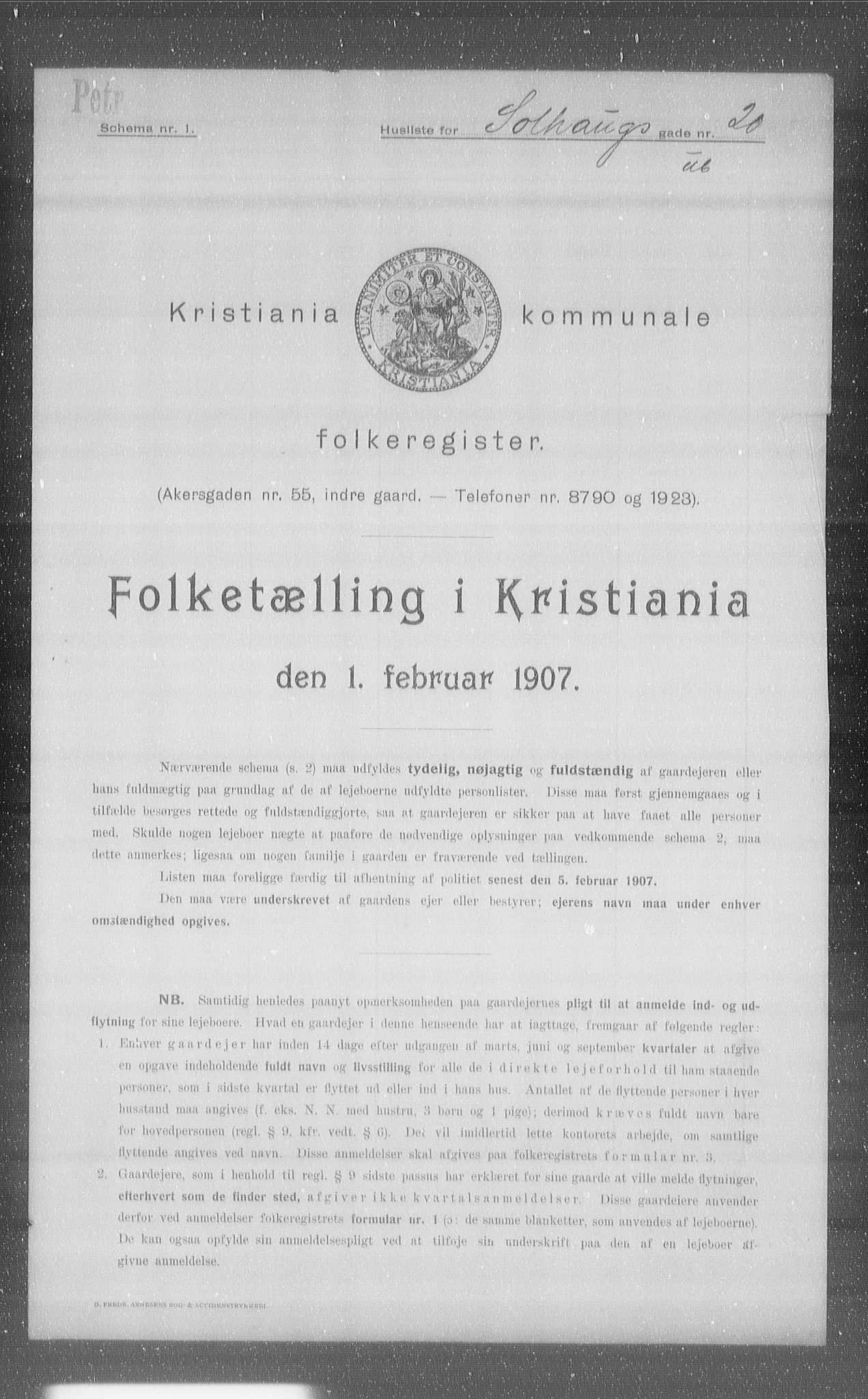 OBA, Kommunal folketelling 1.2.1907 for Kristiania kjøpstad, 1907, s. 50836