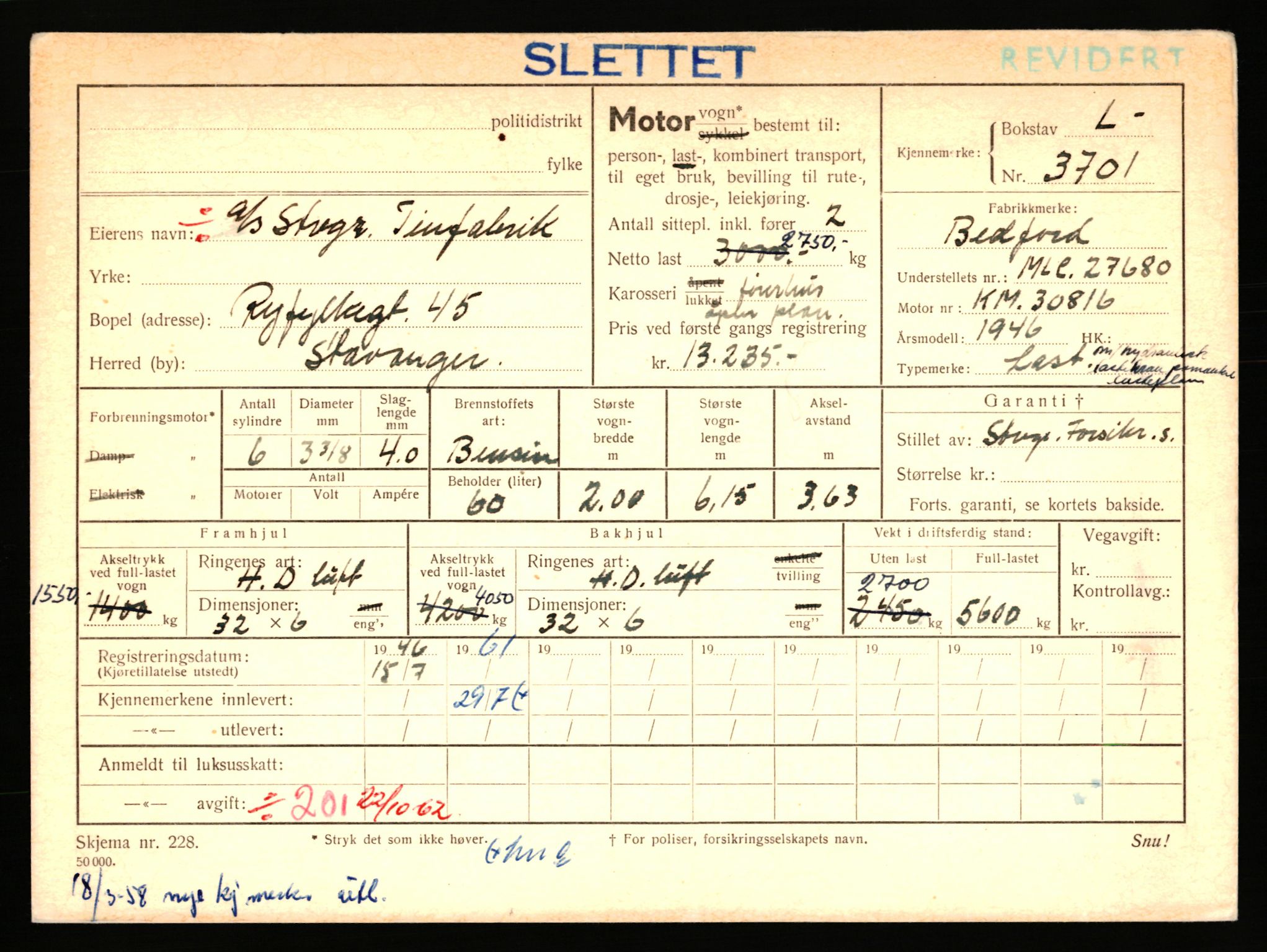 Stavanger trafikkstasjon, AV/SAST-A-101942/0/F/L0011: L-3700 - L-4199, 1930-1971, s. 9