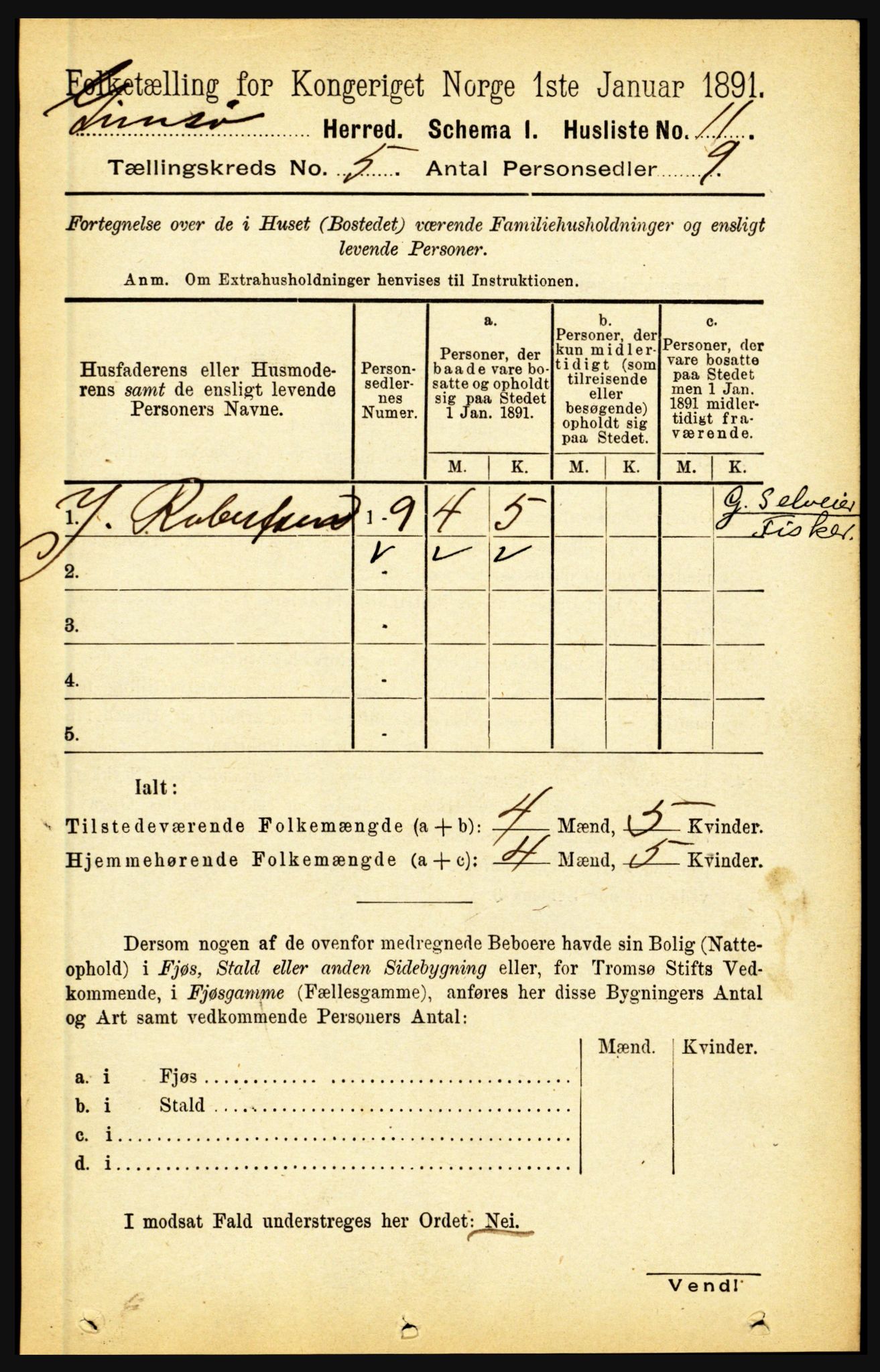 RA, Folketelling 1891 for 1864 Gimsøy herred, 1891, s. 818