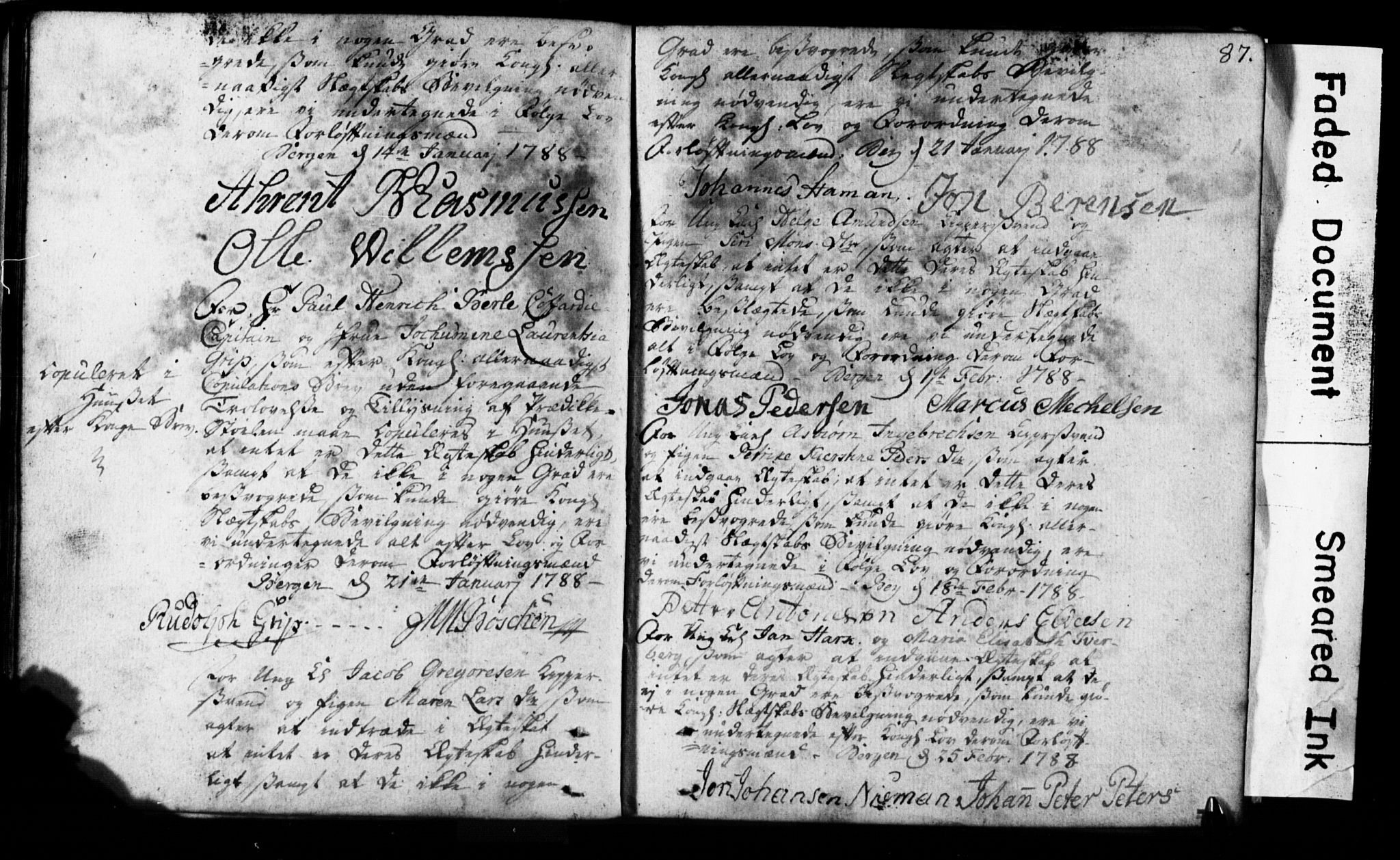 Korskirken sokneprestembete, SAB/A-76101: Forlovererklæringer nr. II.5.1, 1776-1816, s. 87