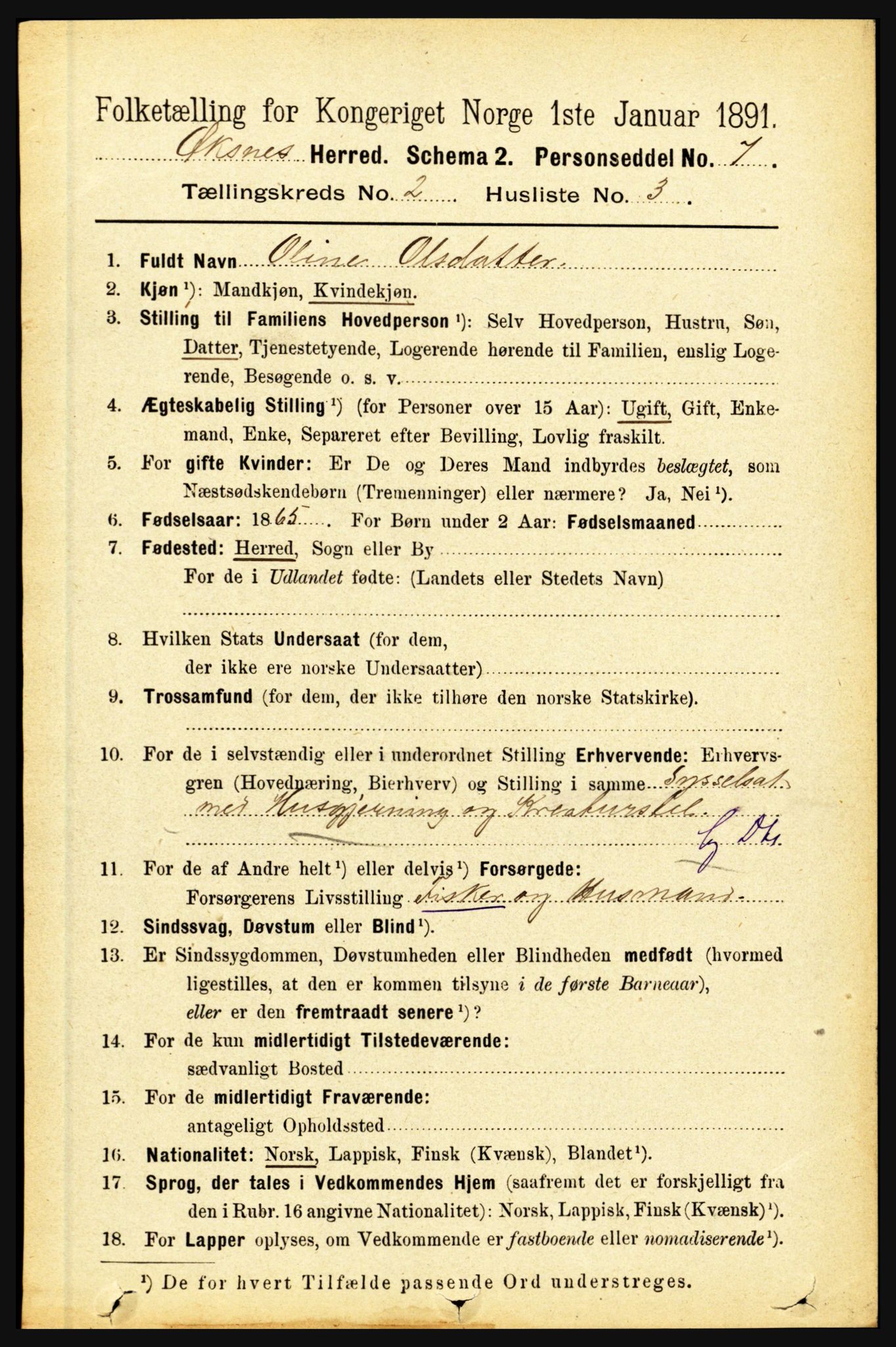 RA, Folketelling 1891 for 1868 Øksnes herred, 1891, s. 687