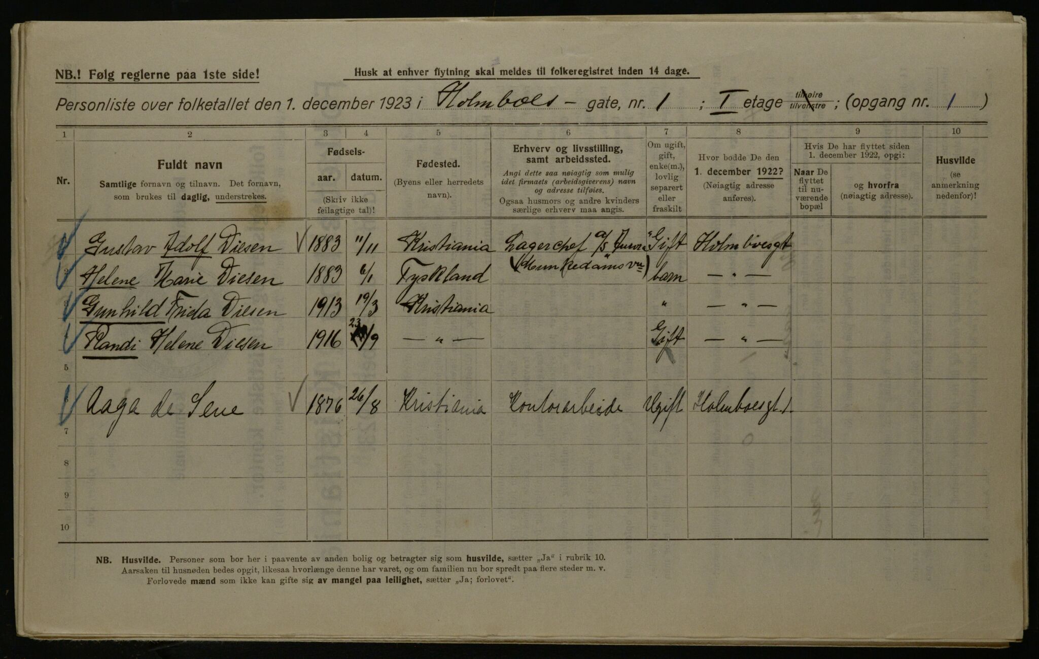 OBA, Kommunal folketelling 1.12.1923 for Kristiania, 1923, s. 45590