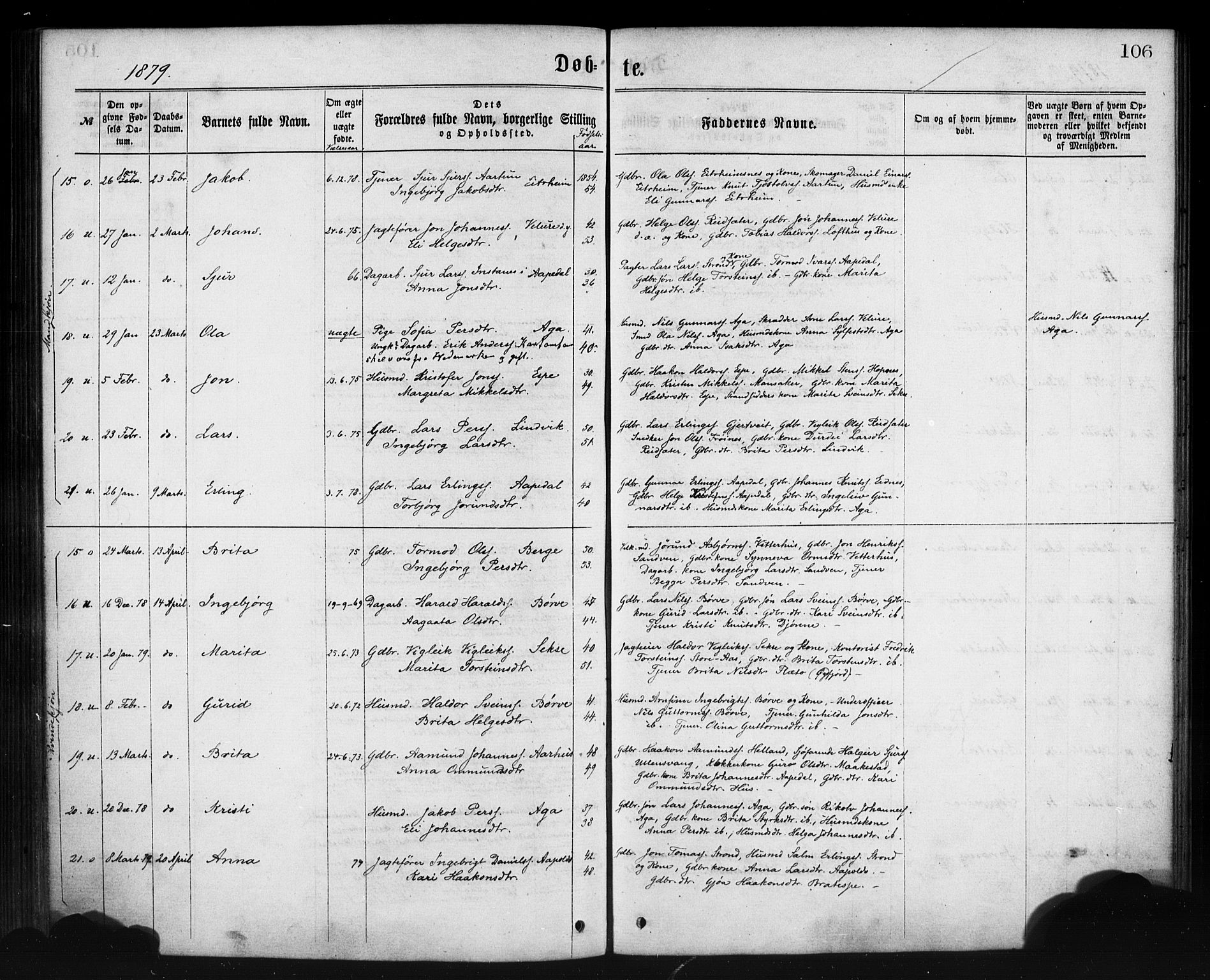 Ullensvang sokneprestembete, AV/SAB-A-78701/H/Haa: Ministerialbok nr. A 12, 1867-1881, s. 106