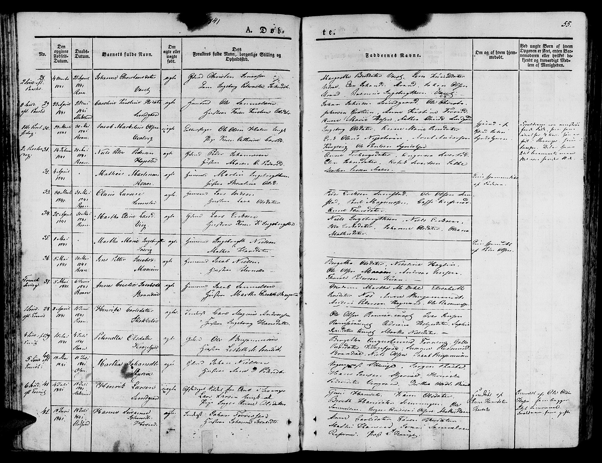 Ministerialprotokoller, klokkerbøker og fødselsregistre - Sør-Trøndelag, SAT/A-1456/657/L0703: Ministerialbok nr. 657A04, 1831-1846, s. 55