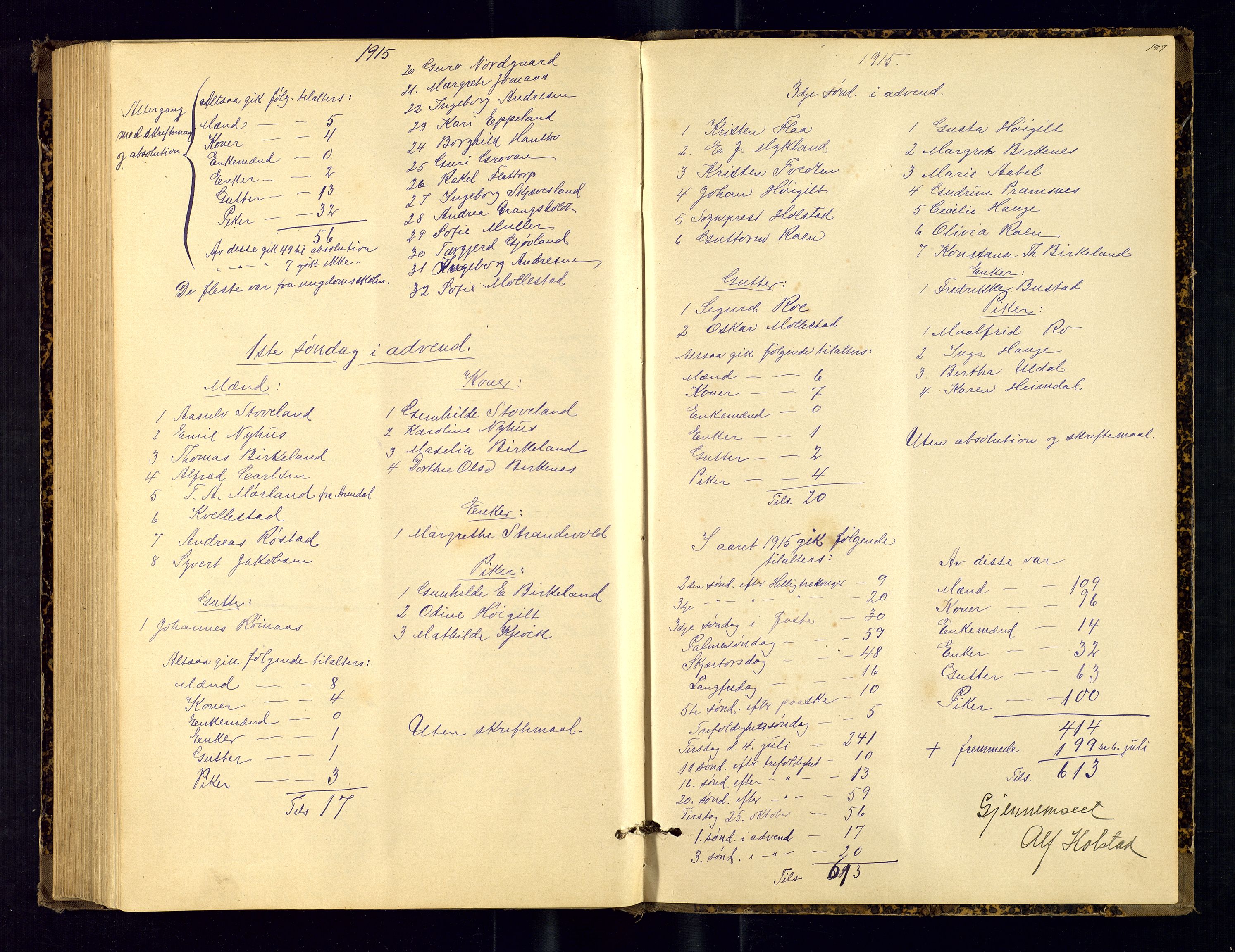 Birkenes sokneprestkontor, SAK/1111-0004/F/Fc/L0008: Kommunikantprotokoll nr. C-8, 1891-1915, s. 187