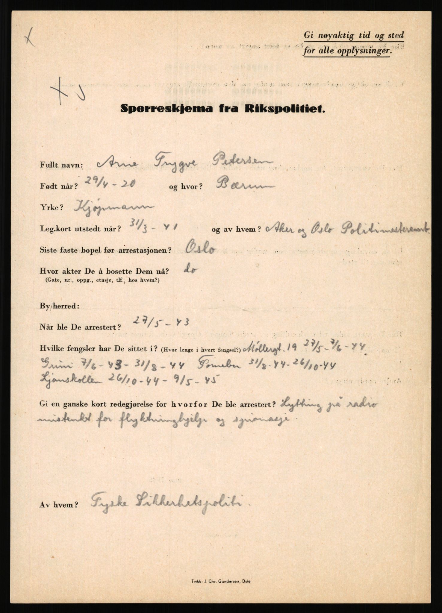Rikspolitisjefen, AV/RA-S-1560/L/L0014: Pettersen, Aksel - Savosnick, Ernst, 1940-1945, s. 9