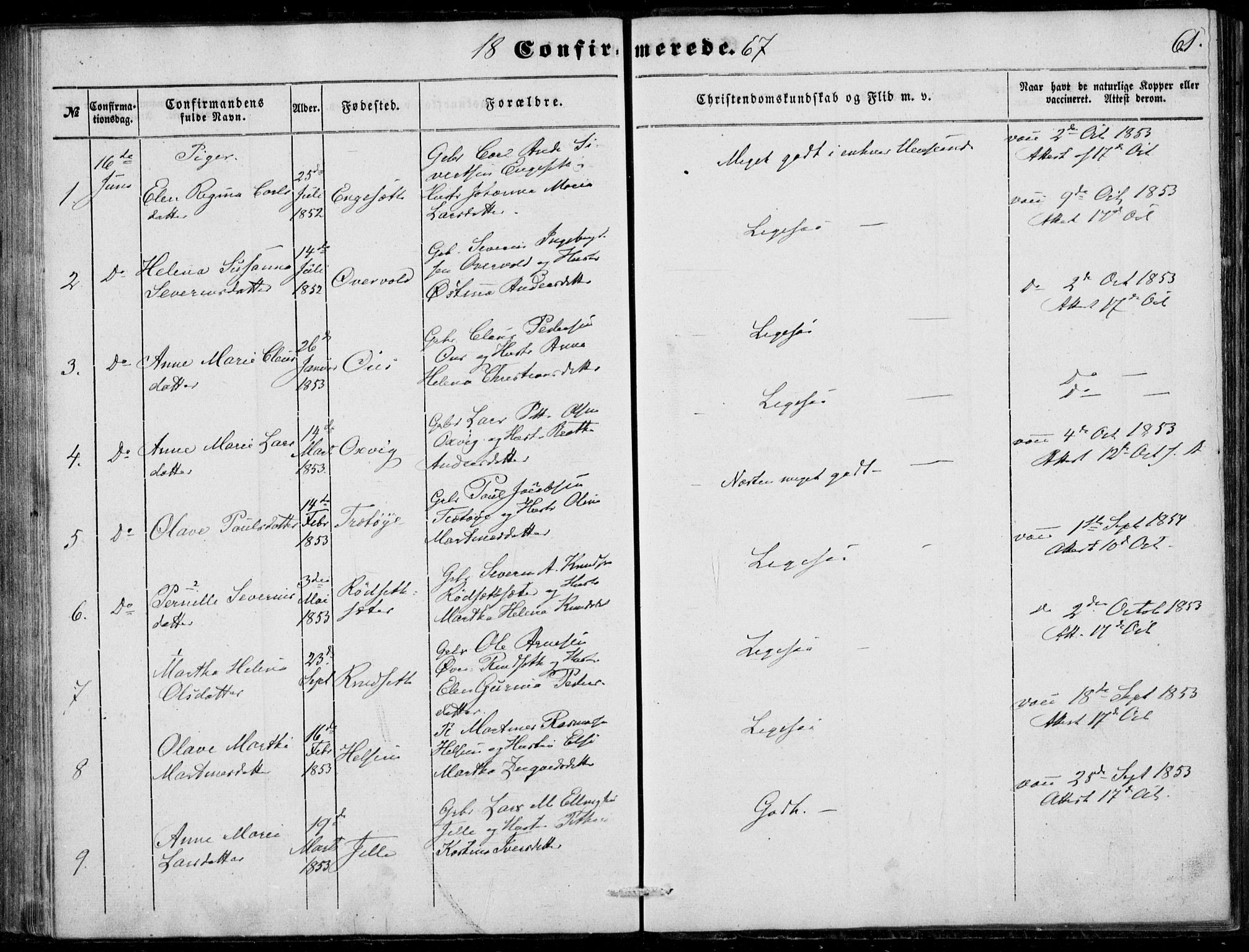 Ministerialprotokoller, klokkerbøker og fødselsregistre - Møre og Romsdal, SAT/A-1454/520/L0281: Ministerialbok nr. 520A10, 1851-1881, s. 61