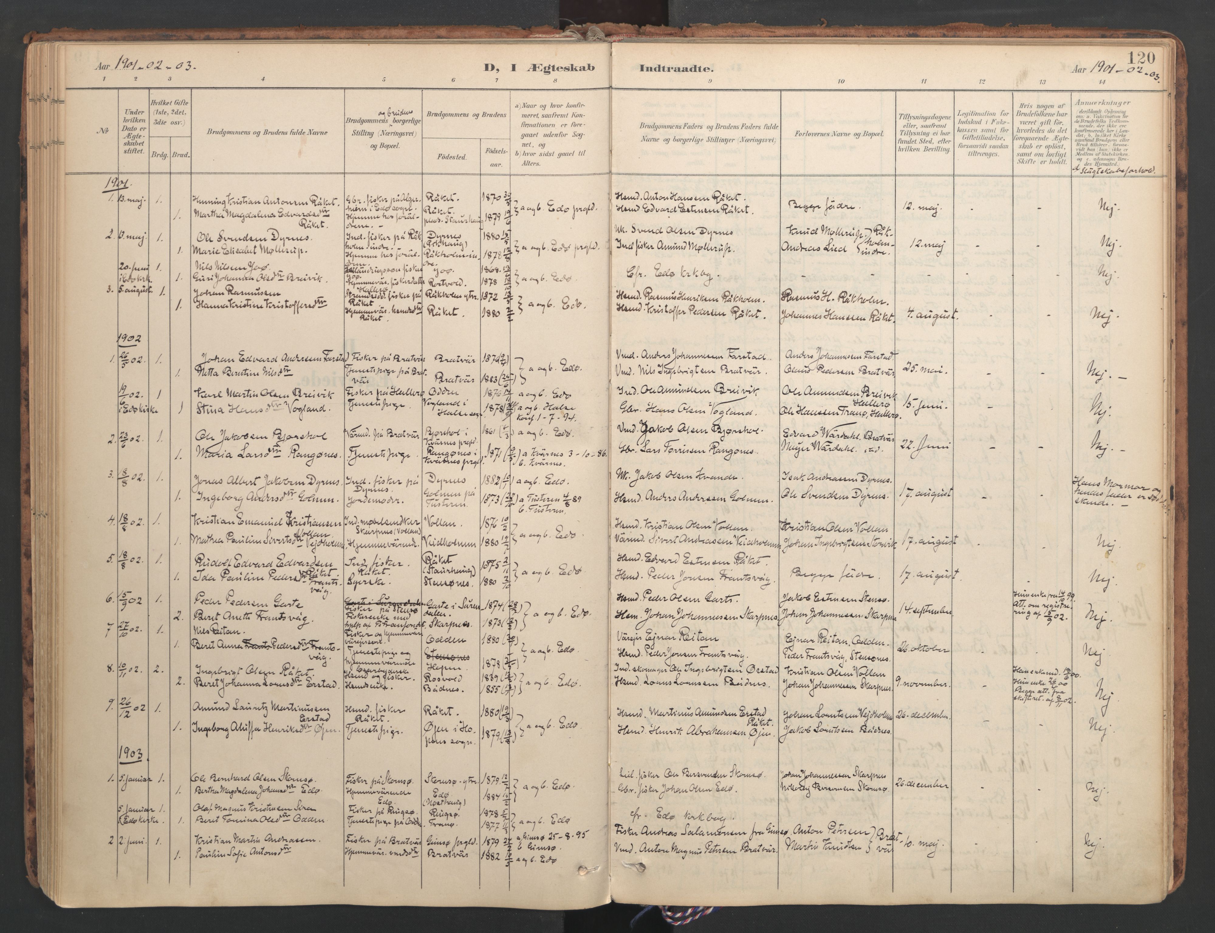 Ministerialprotokoller, klokkerbøker og fødselsregistre - Møre og Romsdal, SAT/A-1454/582/L0948: Ministerialbok nr. 582A02, 1901-1922, s. 120