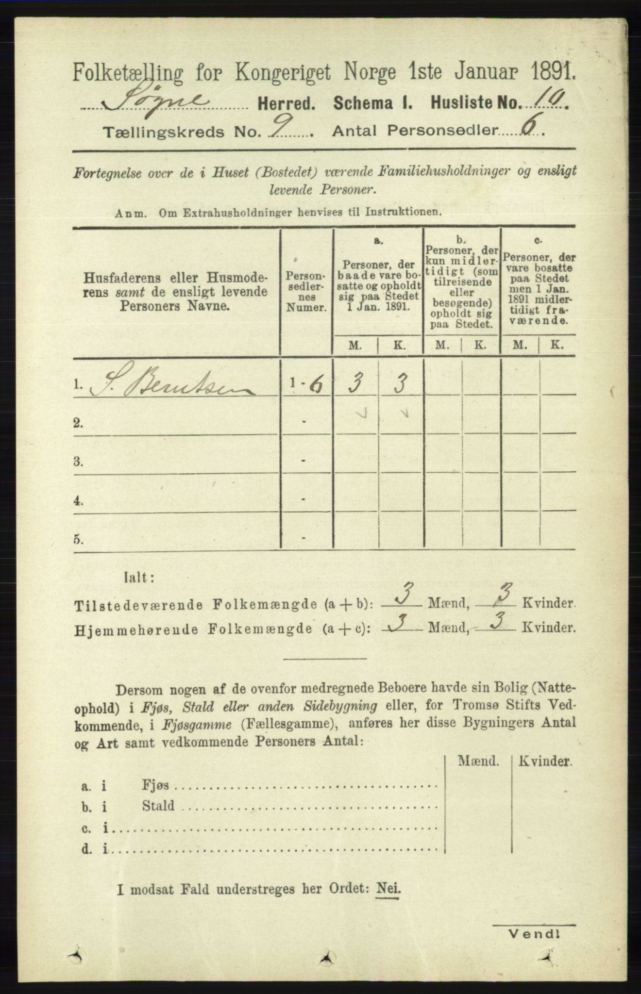 RA, Folketelling 1891 for 1018 Søgne herred, 1891, s. 2502