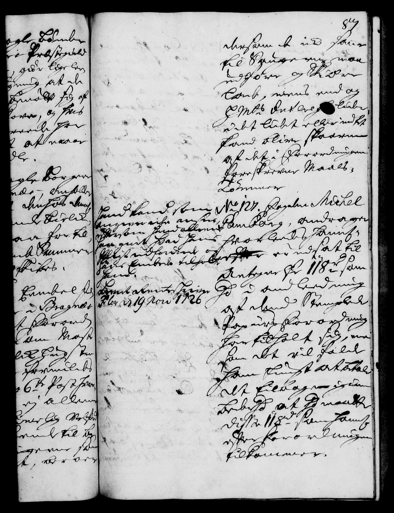 Rentekammeret, Kammerkanselliet, RA/EA-3111/G/Gh/Gha/L0009: Norsk ekstraktmemorialprotokoll (merket RK 53.54), 1726-1728, s. 87