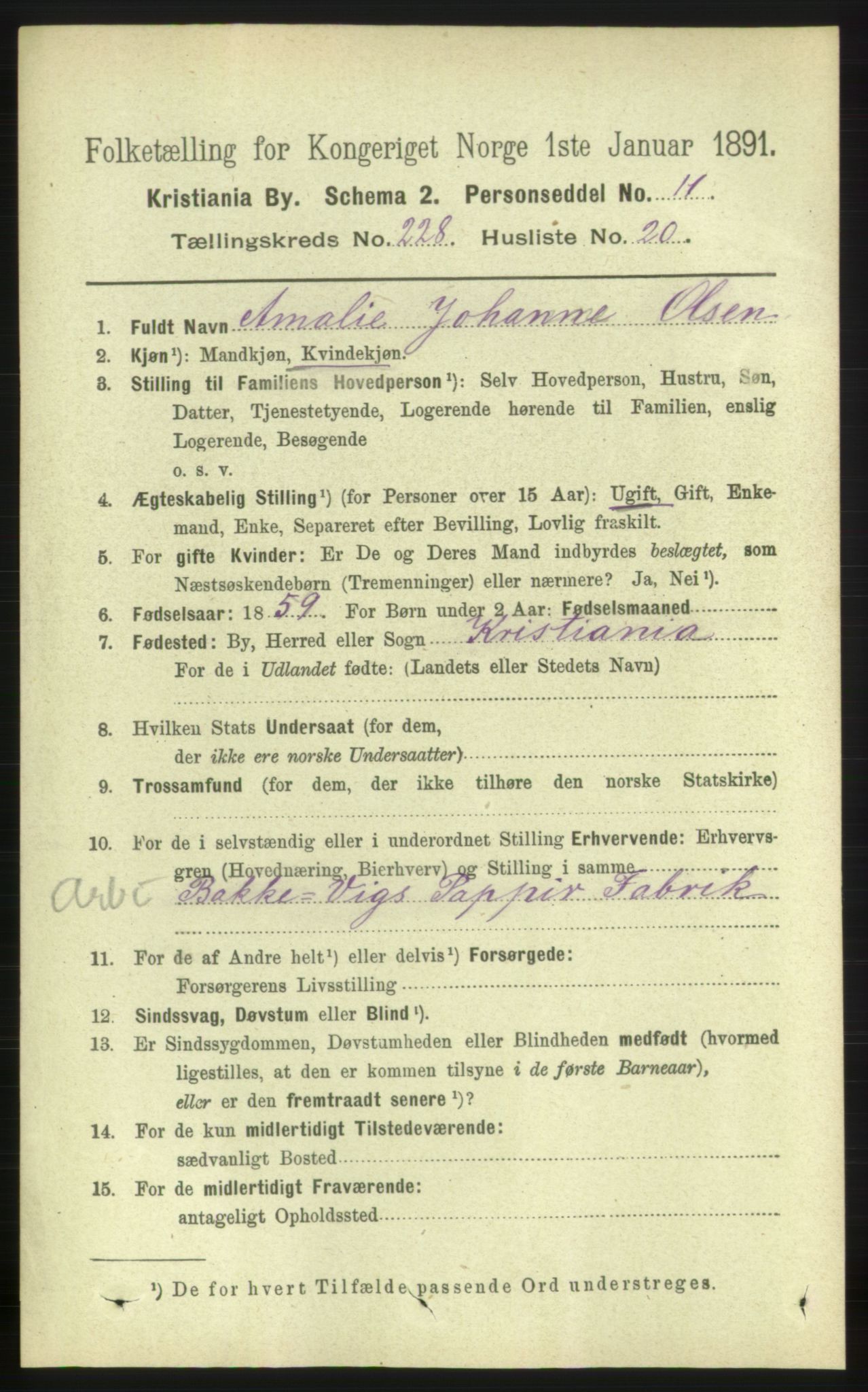 RA, Folketelling 1891 for 0301 Kristiania kjøpstad, 1891, s. 140081