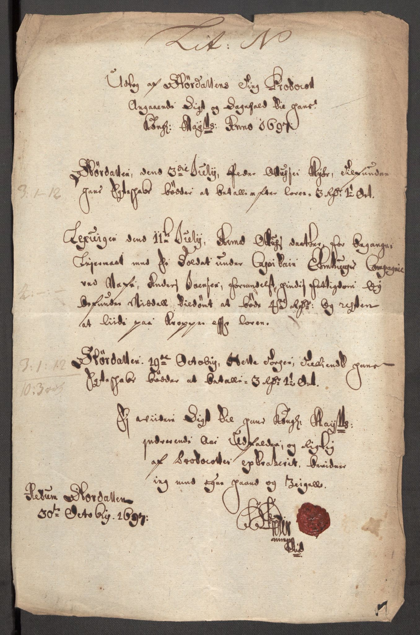 Rentekammeret inntil 1814, Reviderte regnskaper, Fogderegnskap, RA/EA-4092/R62/L4189: Fogderegnskap Stjørdal og Verdal, 1697, s. 154