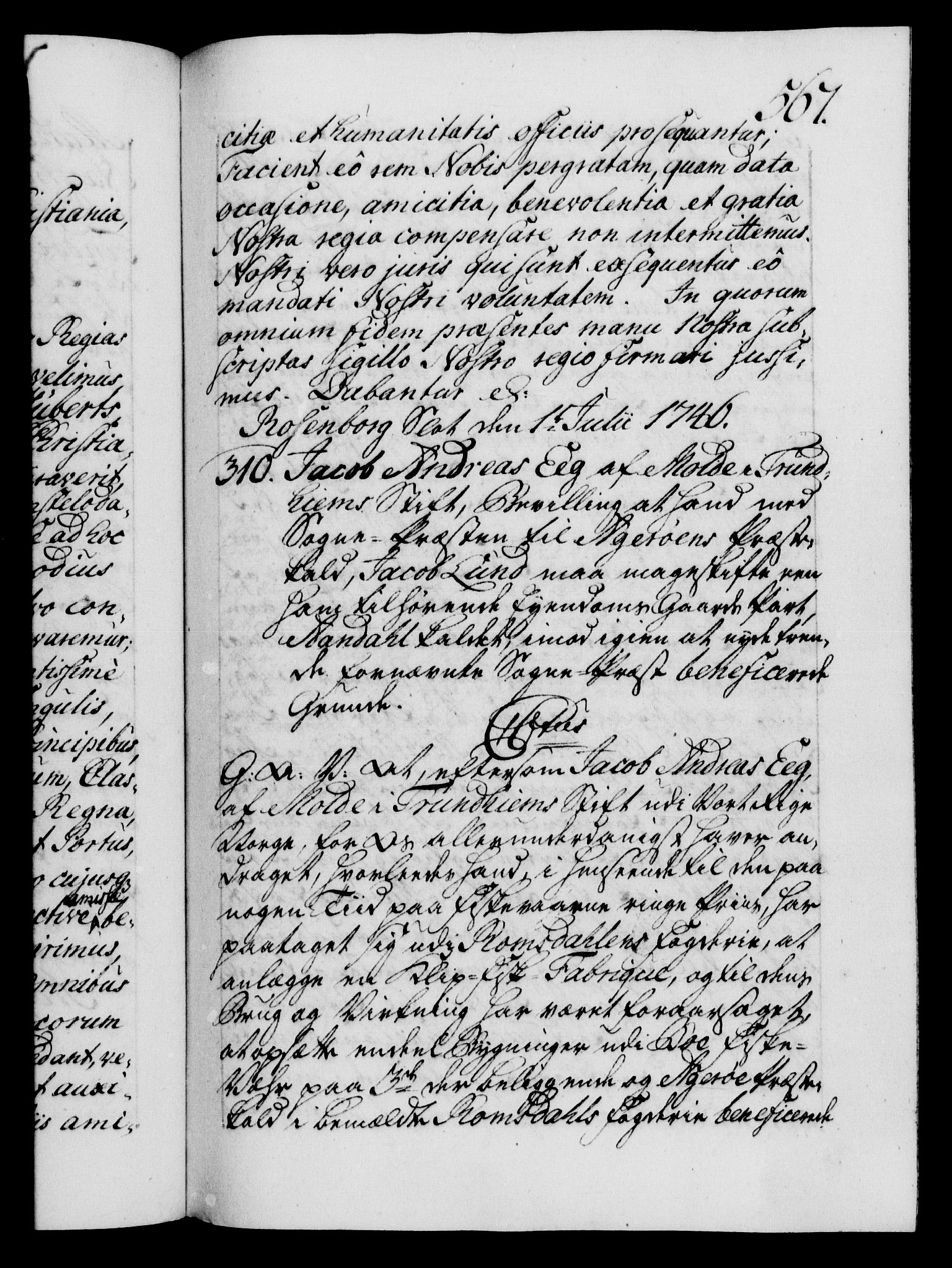 Danske Kanselli 1572-1799, RA/EA-3023/F/Fc/Fca/Fcaa/L0034: Norske registre, 1745-1746, s. 567a