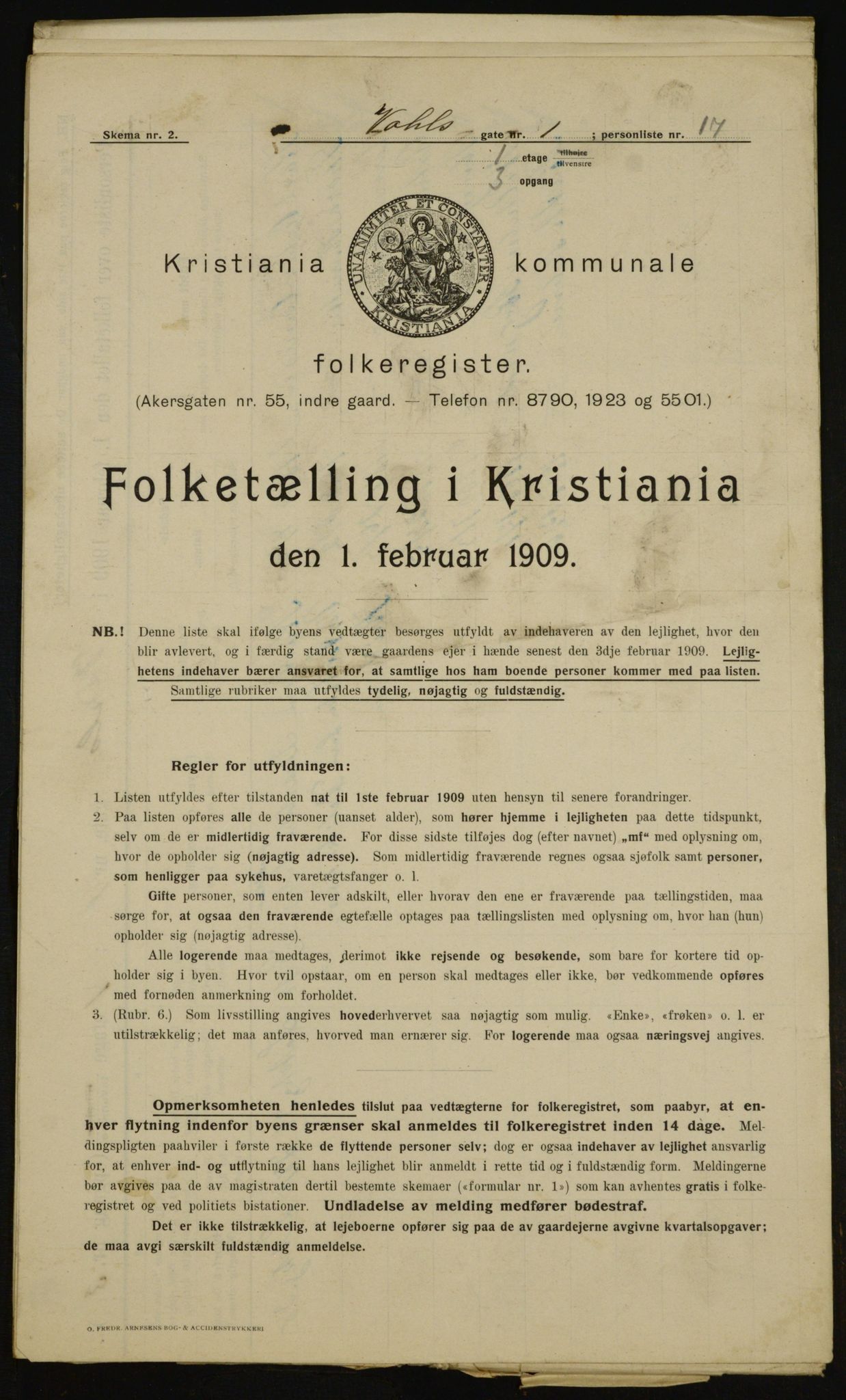 OBA, Kommunal folketelling 1.2.1909 for Kristiania kjøpstad, 1909, s. 110136