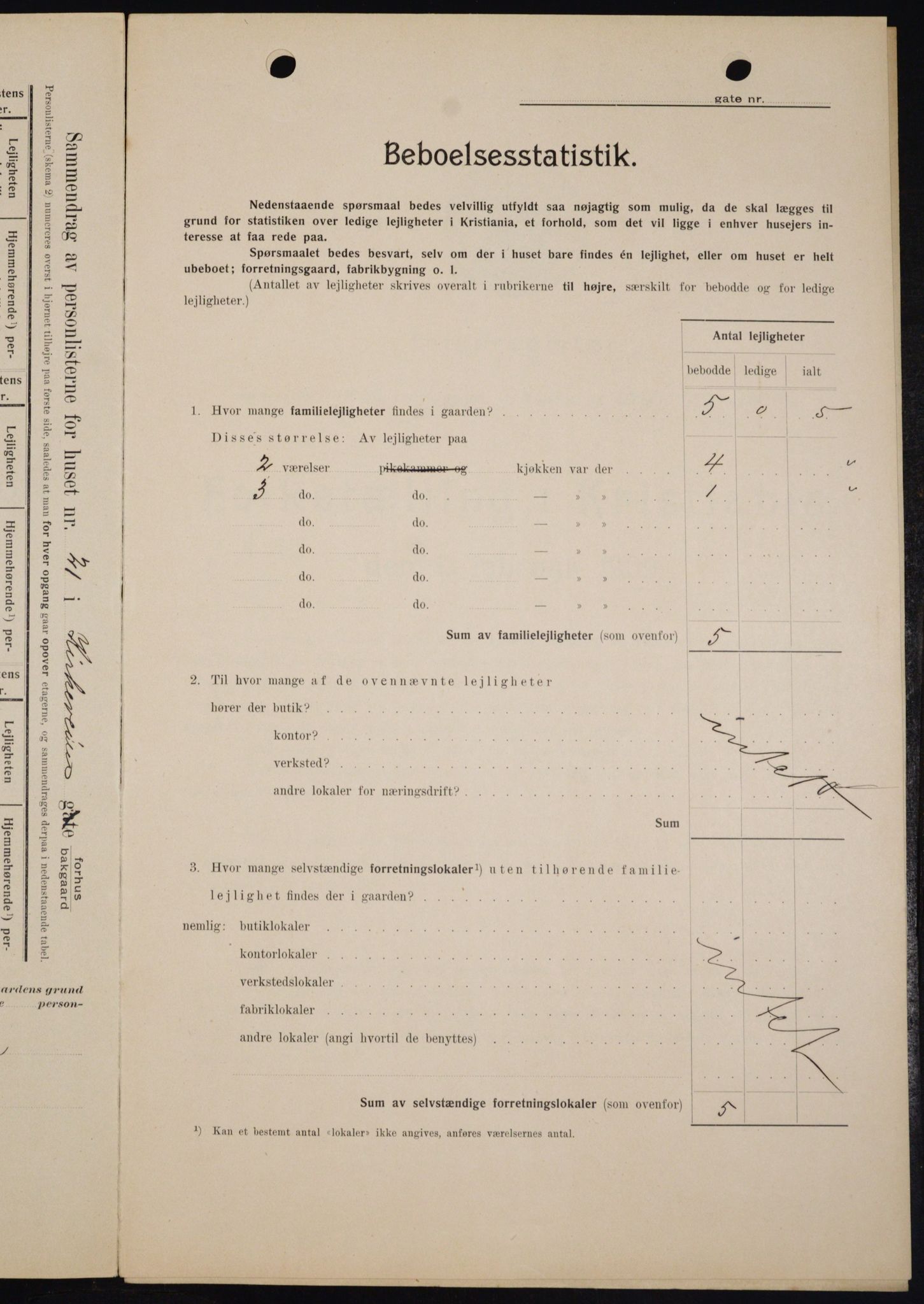 OBA, Kommunal folketelling 1.2.1909 for Kristiania kjøpstad, 1909, s. 46483