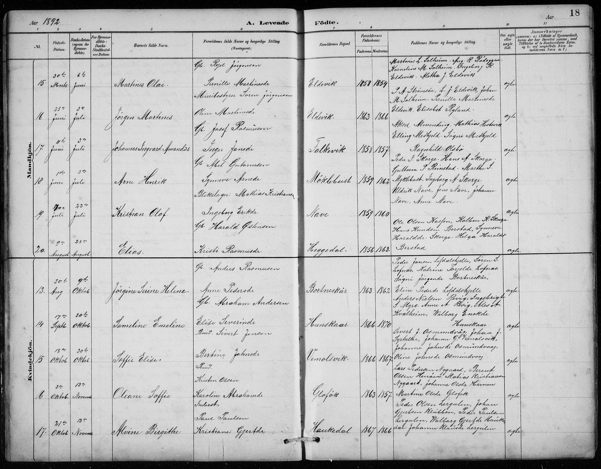 Davik sokneprestembete, AV/SAB-A-79701/H/Hab/Habc/L0002: Klokkerbok nr. C 2, 1889-1906, s. 18