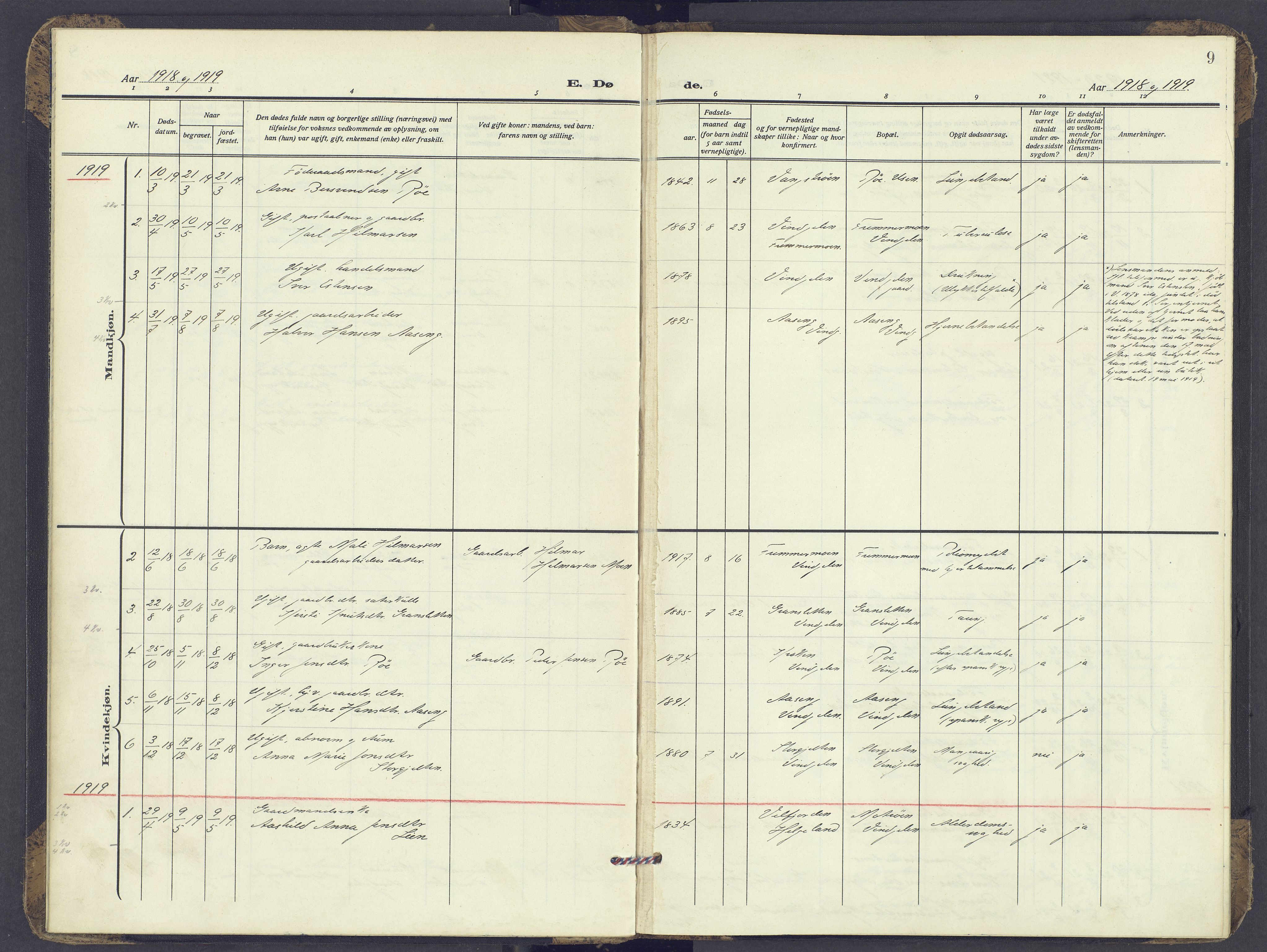 Tolga prestekontor, AV/SAH-PREST-062/K/L0017: Ministerialbok nr. 17, 1909-1979, s. 9