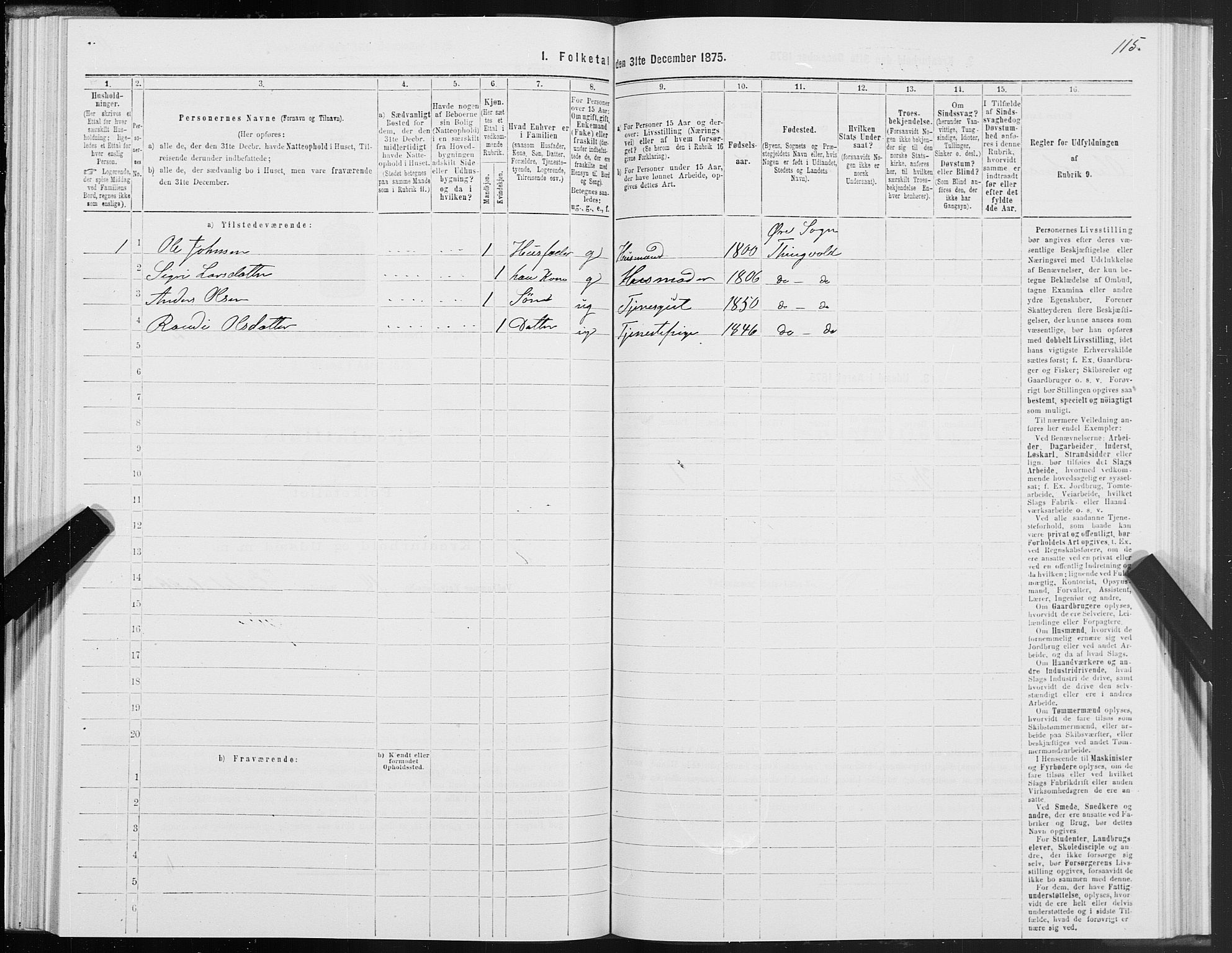 SAT, Folketelling 1875 for 1560P Tingvoll prestegjeld, 1875, s. 5115