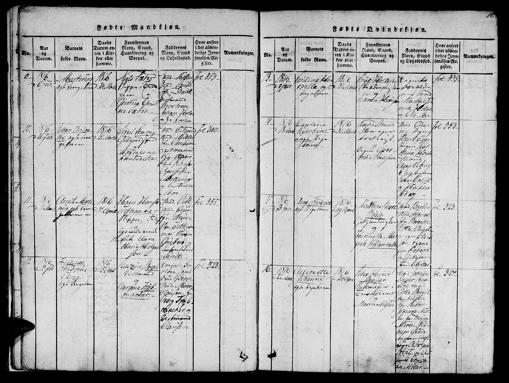 Ministerialprotokoller, klokkerbøker og fødselsregistre - Sør-Trøndelag, SAT/A-1456/602/L0135: Klokkerbok nr. 602C03, 1815-1832, s. 16