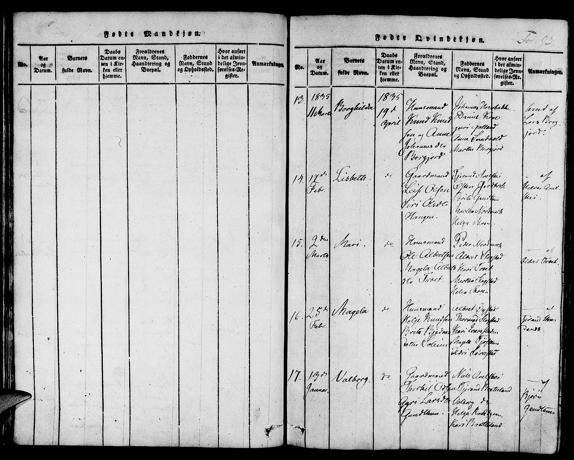 Suldal sokneprestkontor, AV/SAST-A-101845/01/IV/L0006: Ministerialbok nr. A 6, 1816-1836, s. 93