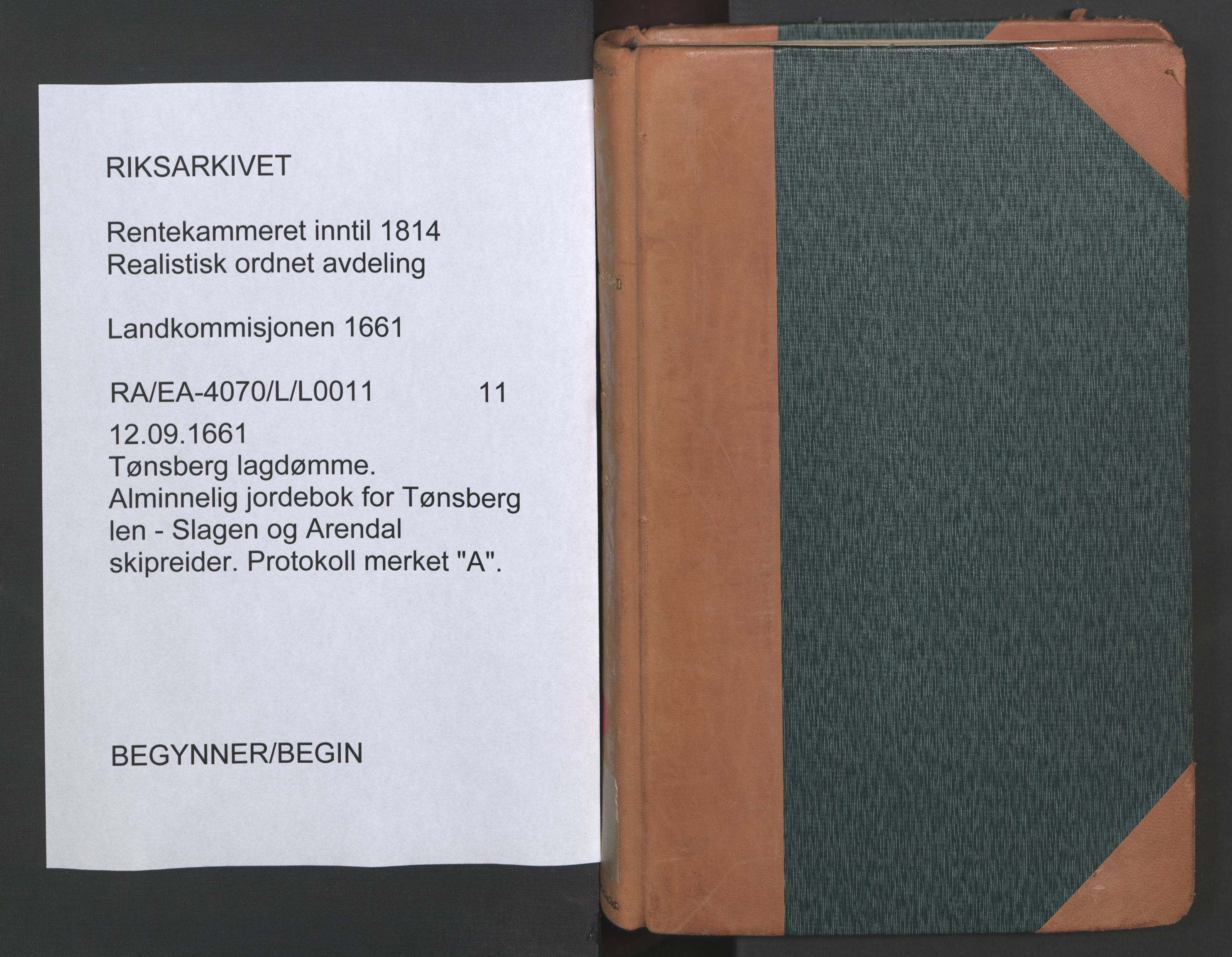 Rentekammeret inntil 1814, Realistisk ordnet avdeling, RA/EA-4070/L/L0011: Tønsberg lagdømme. Alminnelig jordebok for Tønsberg len - Slagen og Arendal skipreider., 1661