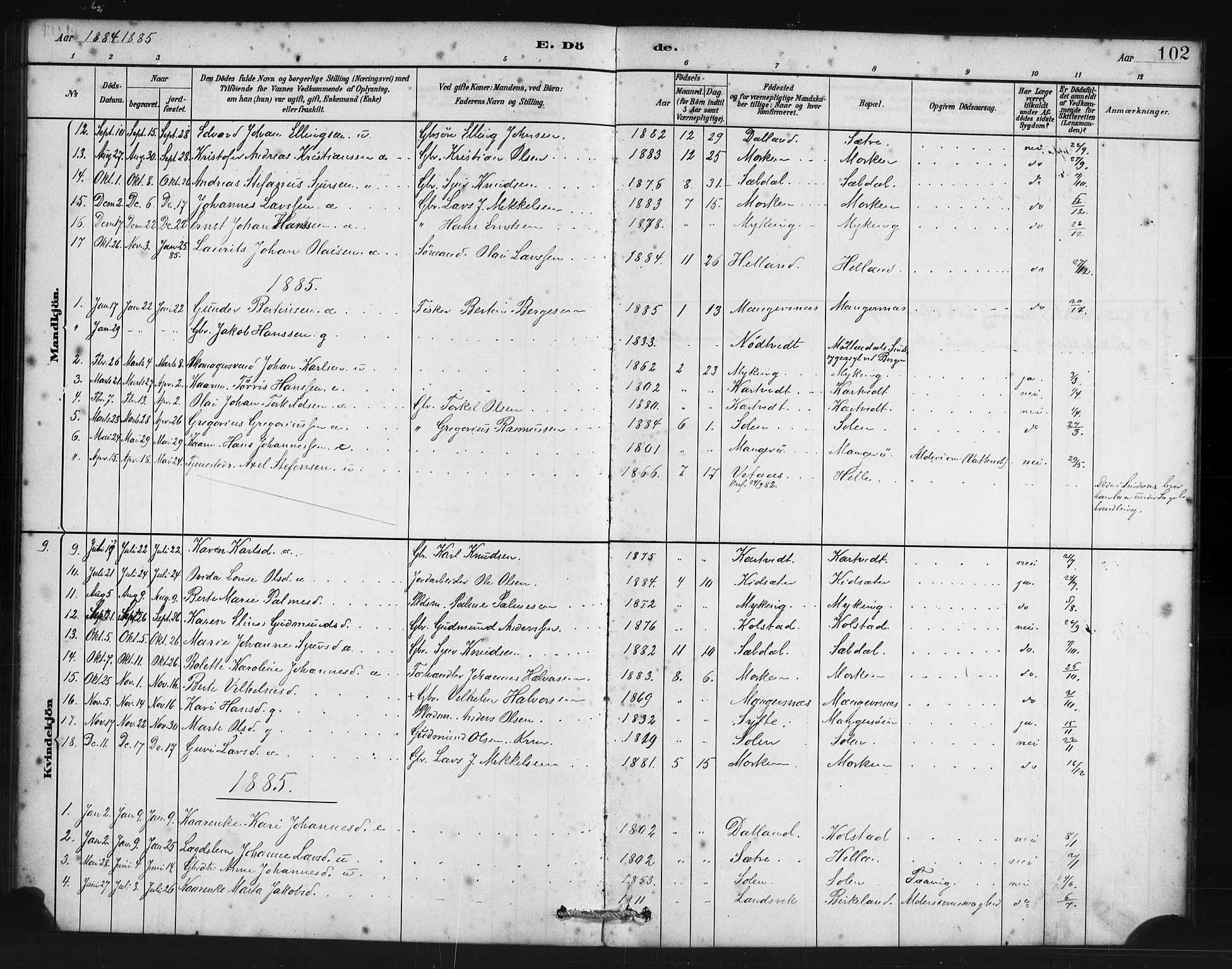 Manger sokneprestembete, AV/SAB-A-76801/H/Haa: Ministerialbok nr. B 1, 1881-1892, s. 102