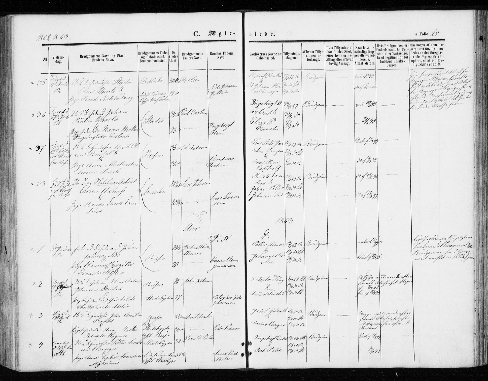 Ministerialprotokoller, klokkerbøker og fødselsregistre - Sør-Trøndelag, AV/SAT-A-1456/646/L0612: Ministerialbok nr. 646A10, 1858-1869, s. 25