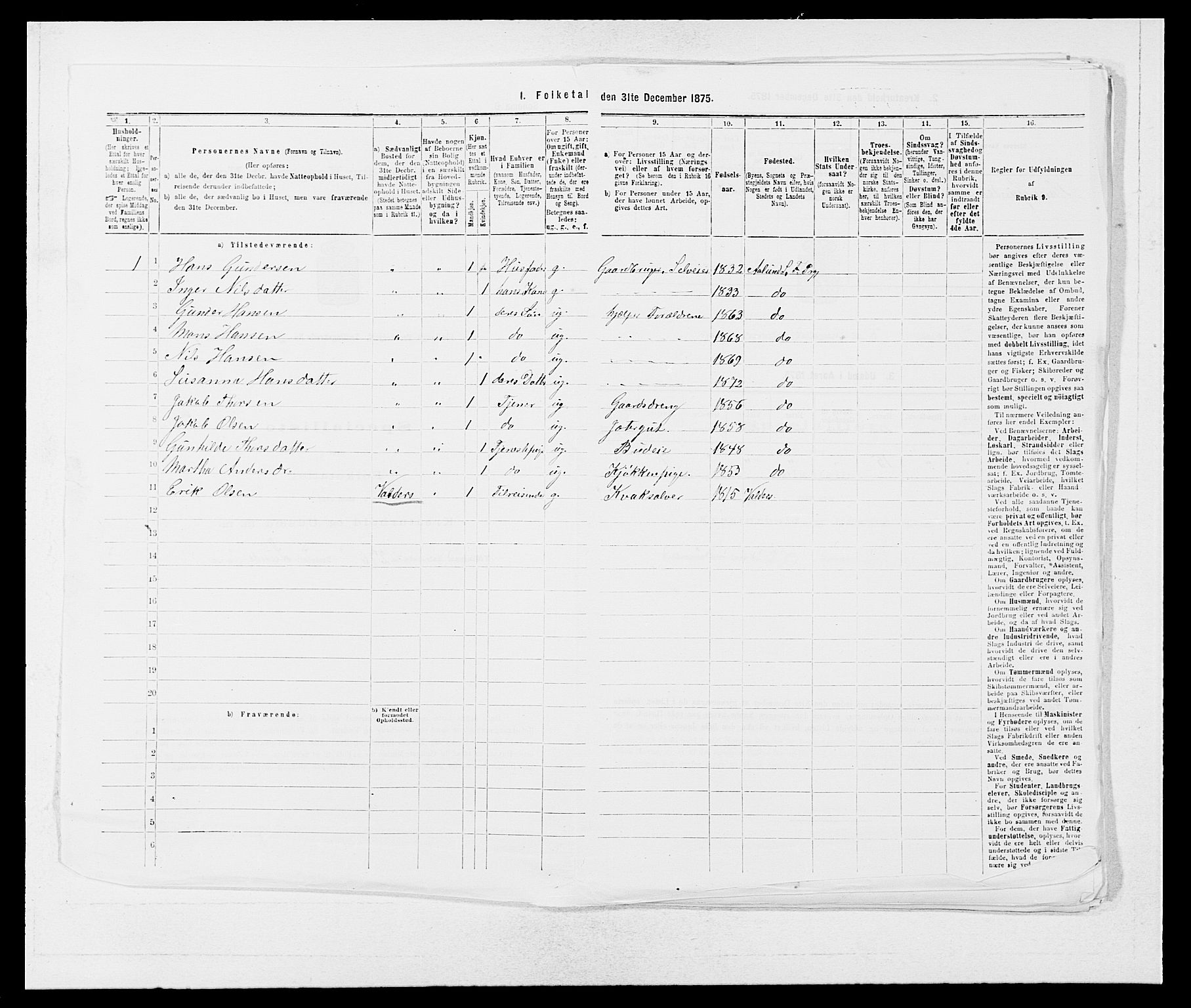 SAB, Folketelling 1875 for 1213P Fjelberg prestegjeld, 1875, s. 494